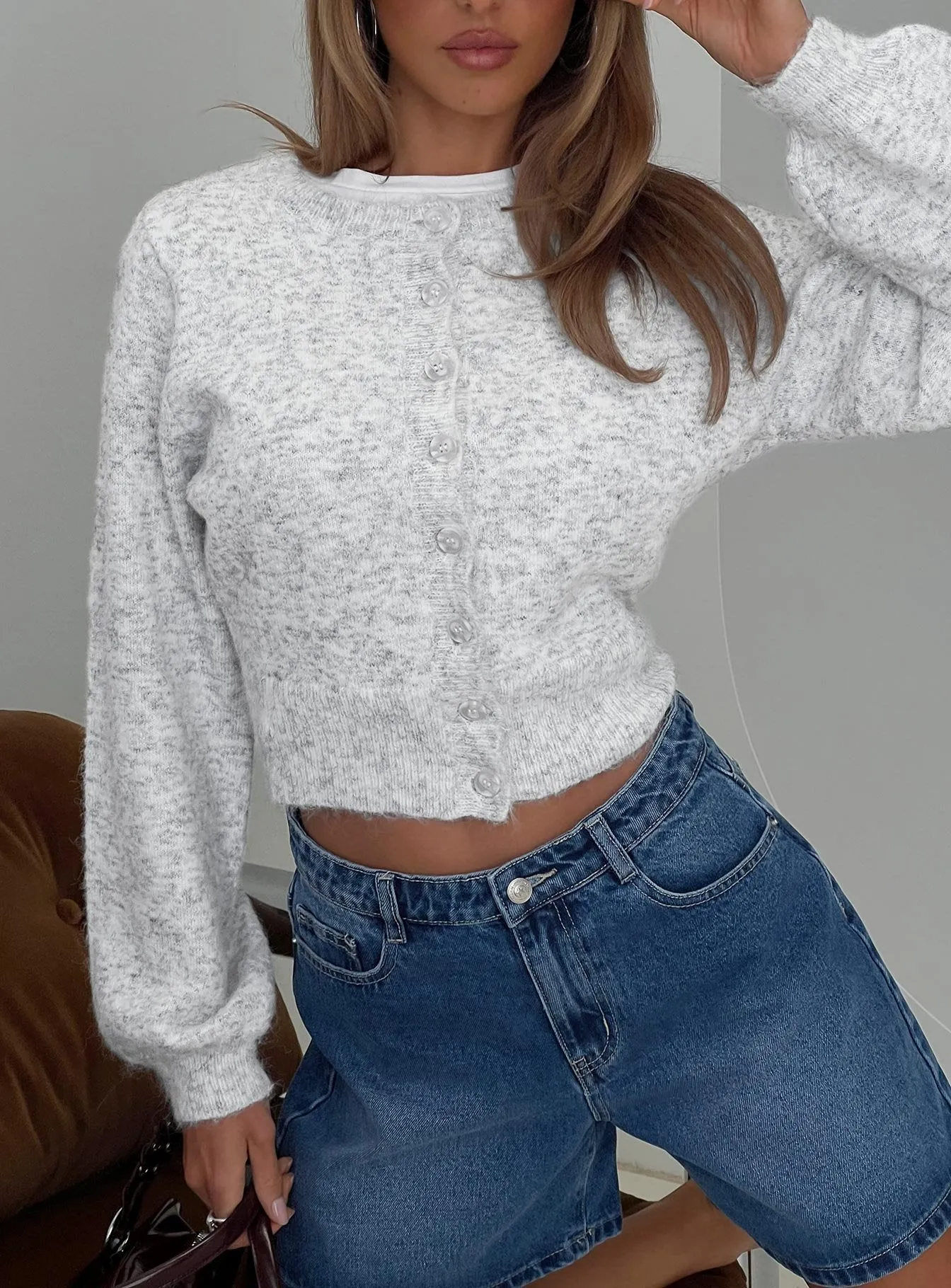 Dawsen Button Down Cardigan Grey sold by Princess Polly