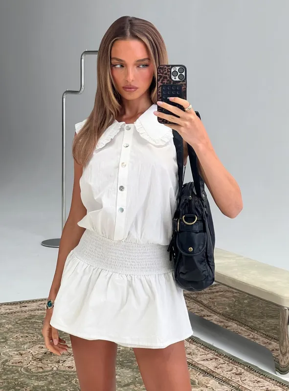 Nilufer Collared Playsuit White made by Princess Polly