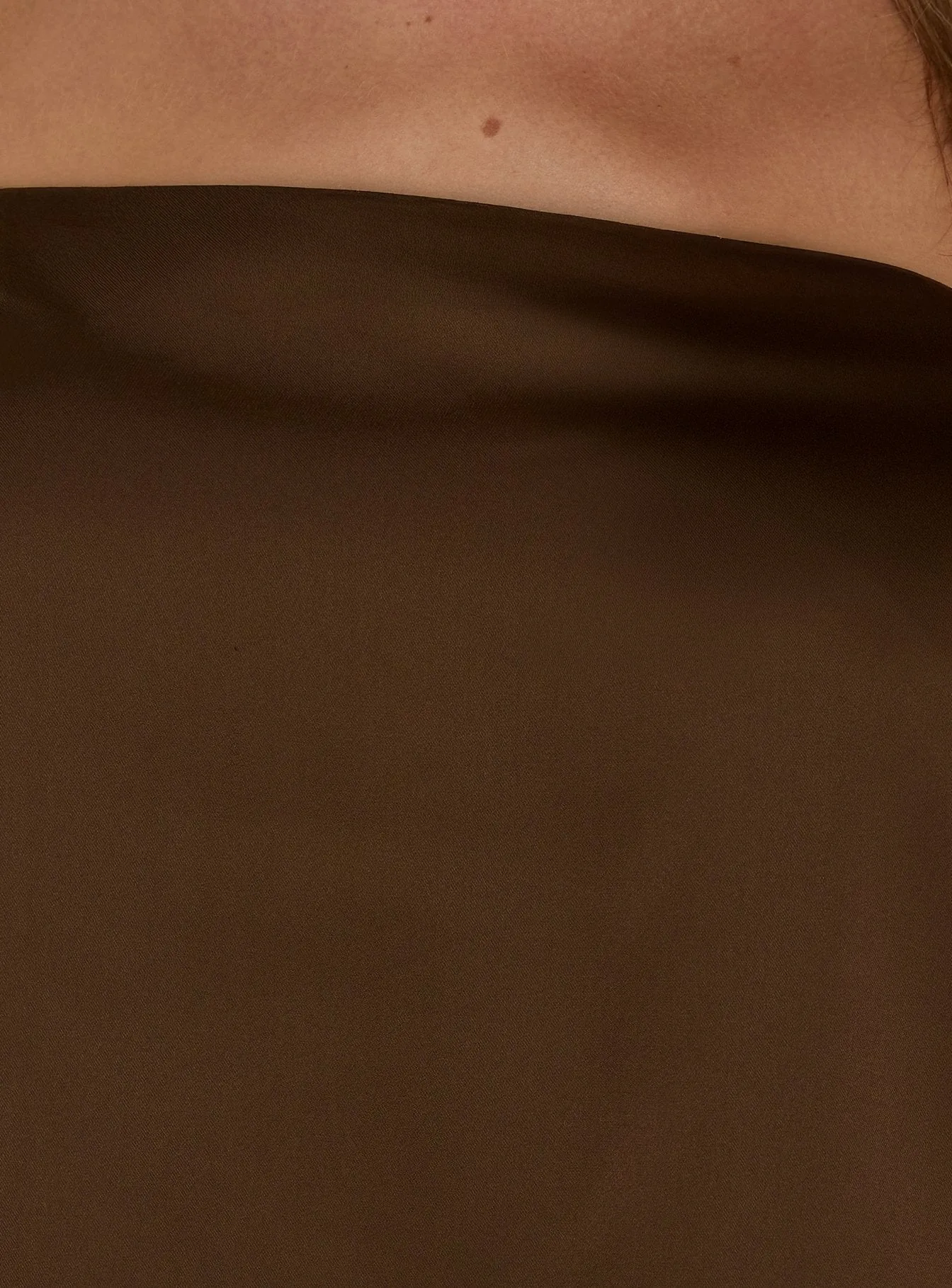 Sheyla Strapless Satin Lace Trim Top Chocolate sold by Princess Polly product image thumbnail 5