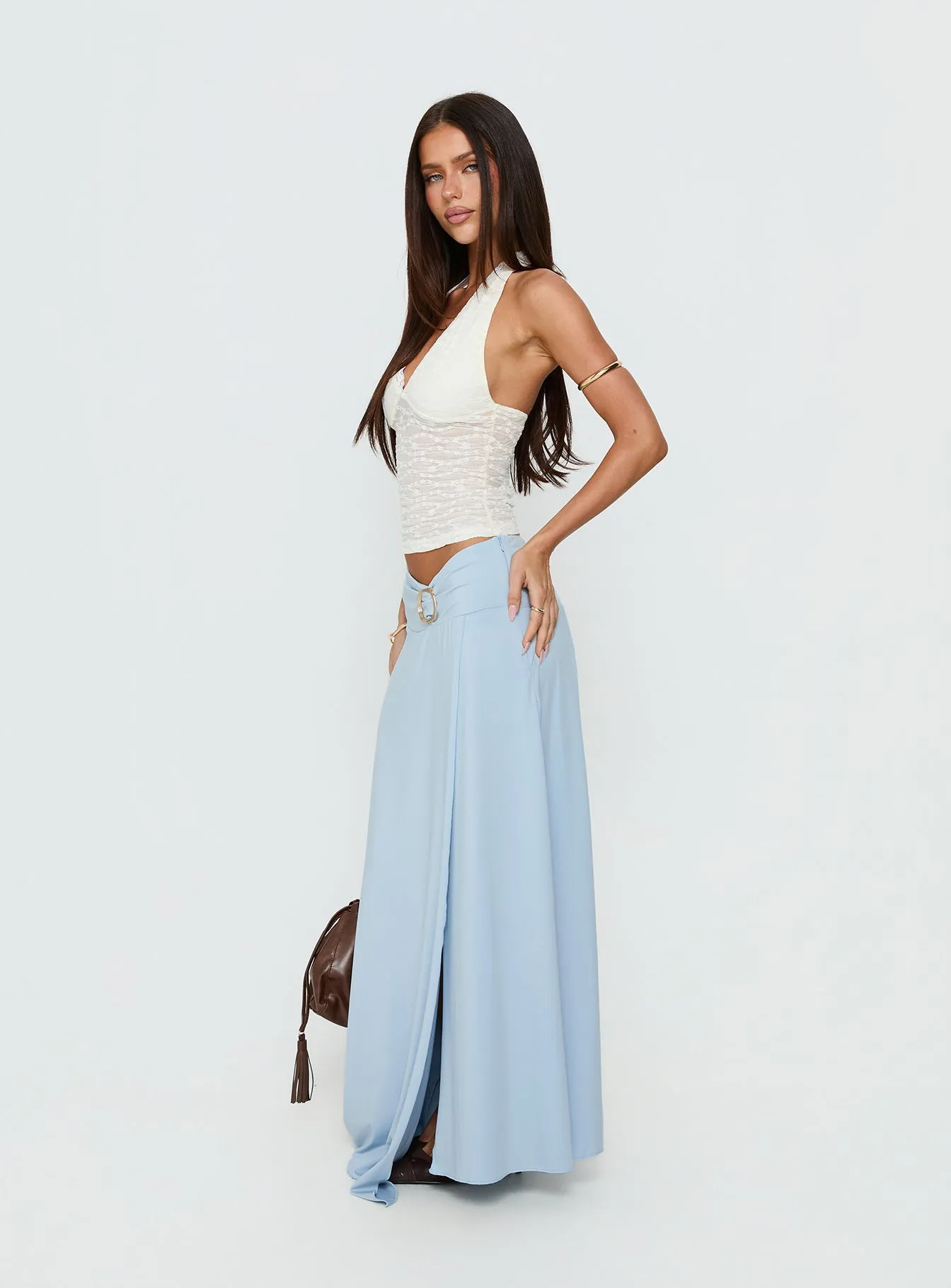 Nola Hardware Slit Maxi Skirt Blue sold by Princess Polly product image thumbnail 3