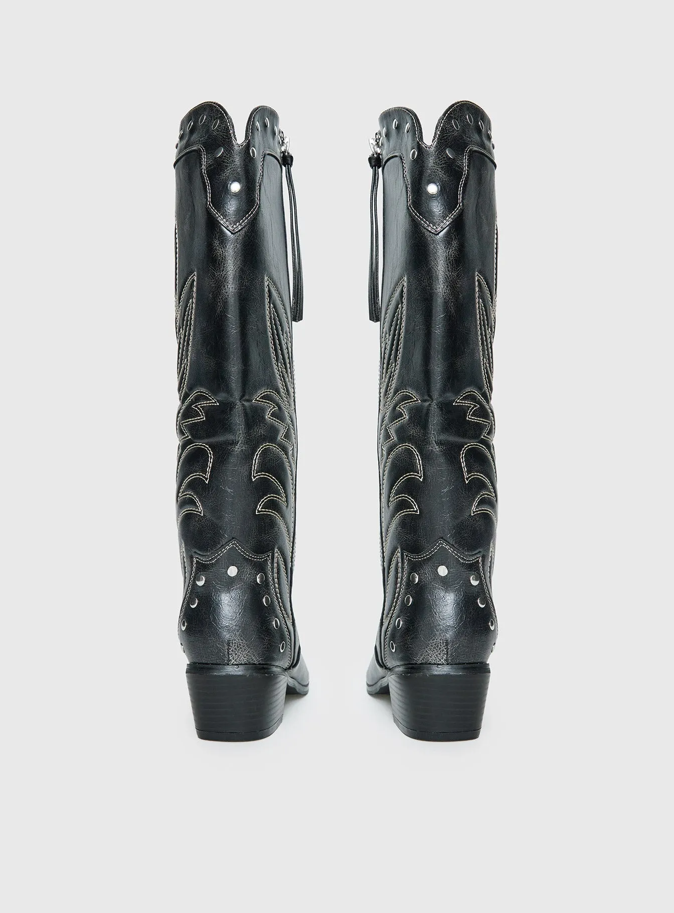 Austin Distressed Cowboy Boots Black sold by Princess Polly product image thumbnail 4