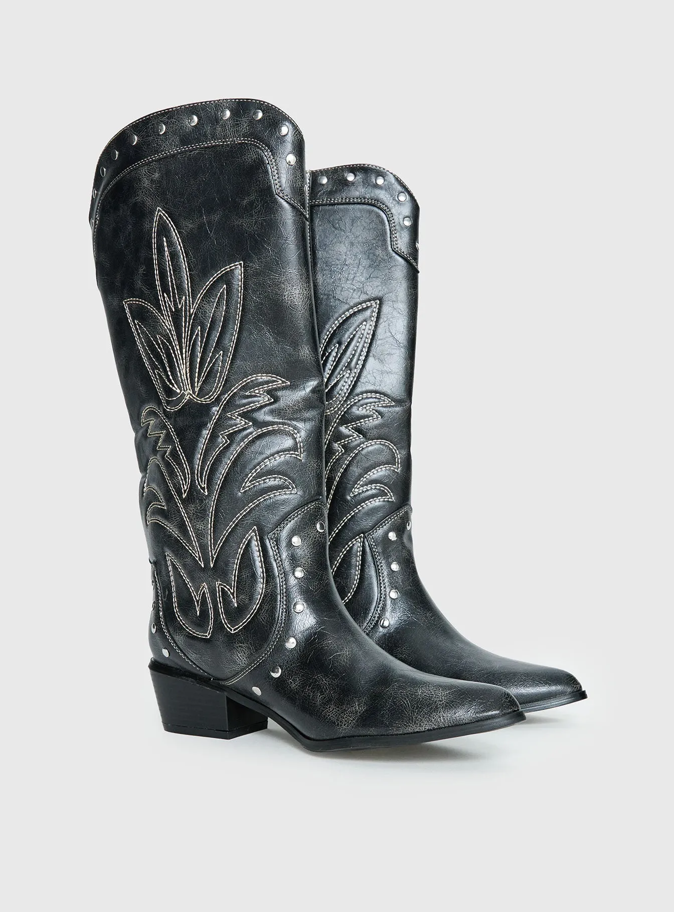 Austin Distressed Cowboy Boots Black sold by Princess Polly product image thumbnail 2