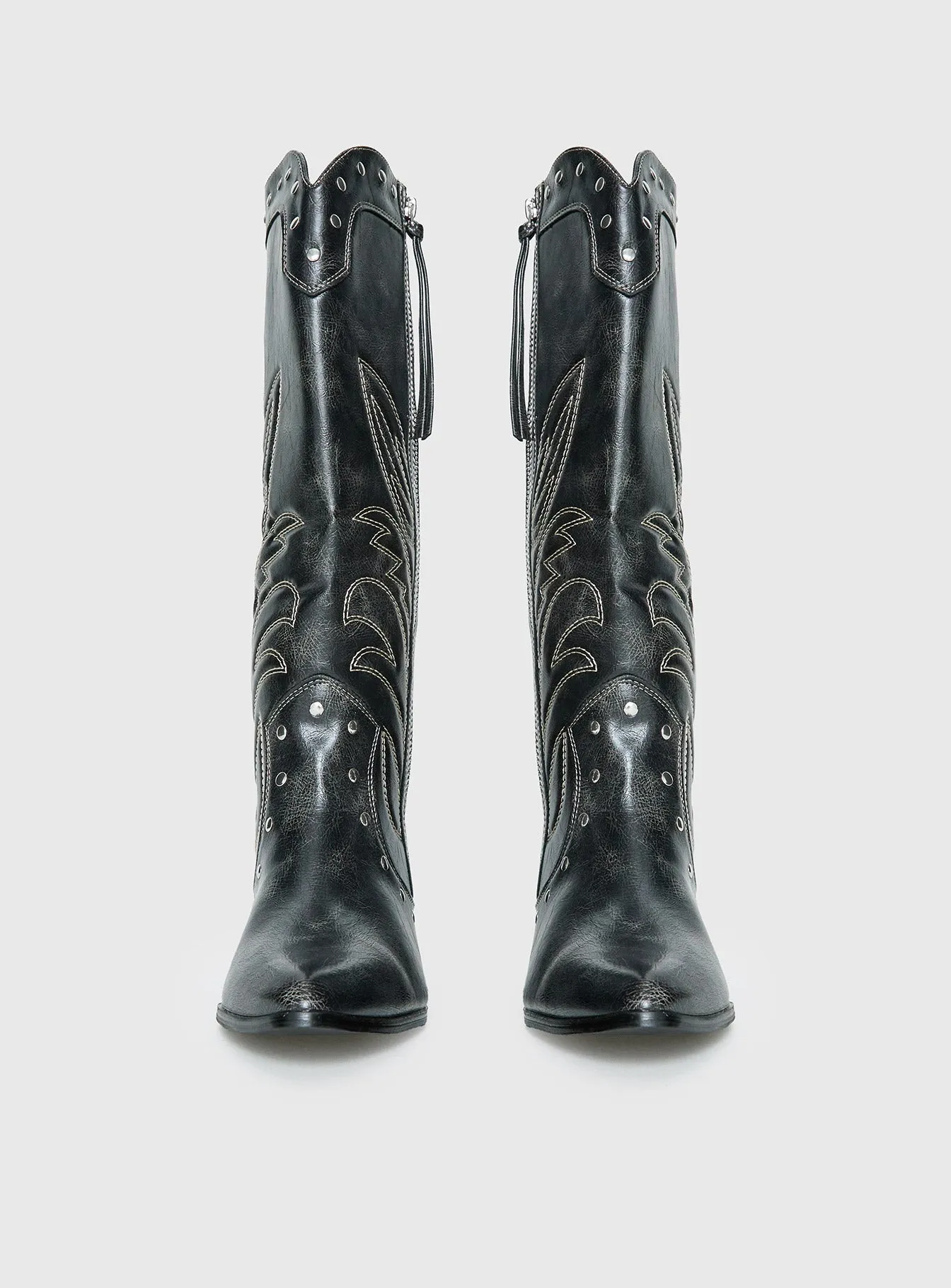 Austin Distressed Cowboy Boots Black sold by Princess Polly product image thumbnail 3