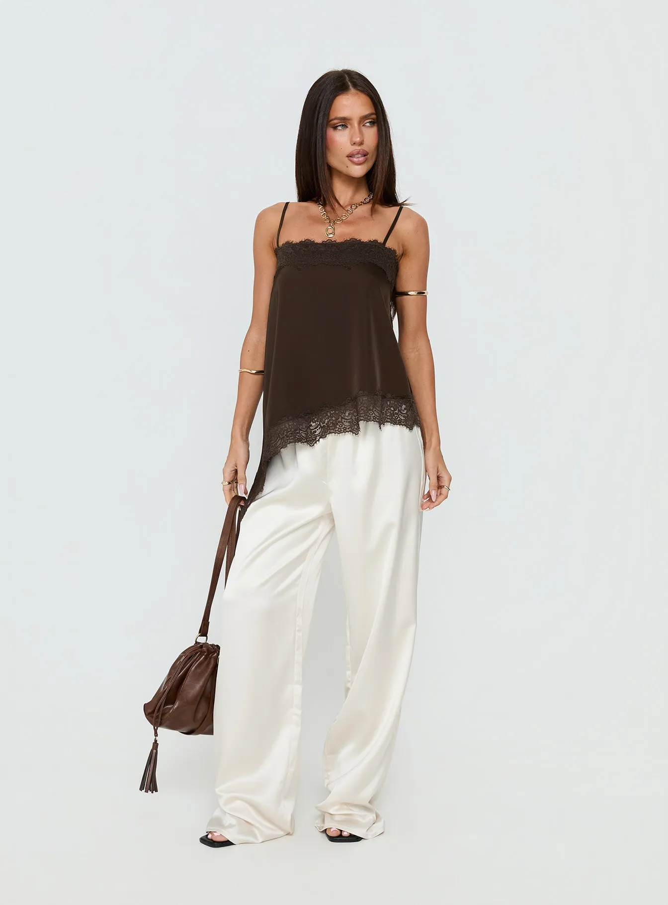 Daesa Longline Lace Top Brown sold by Princess Polly product image thumbnail 3