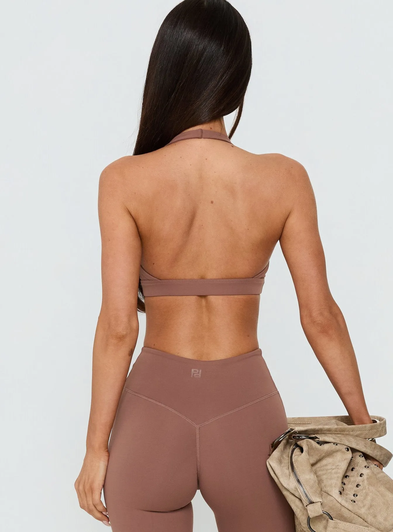In Motion Active Plunge Halter Crop Top Clay sold by Princess Polly product image thumbnail 5