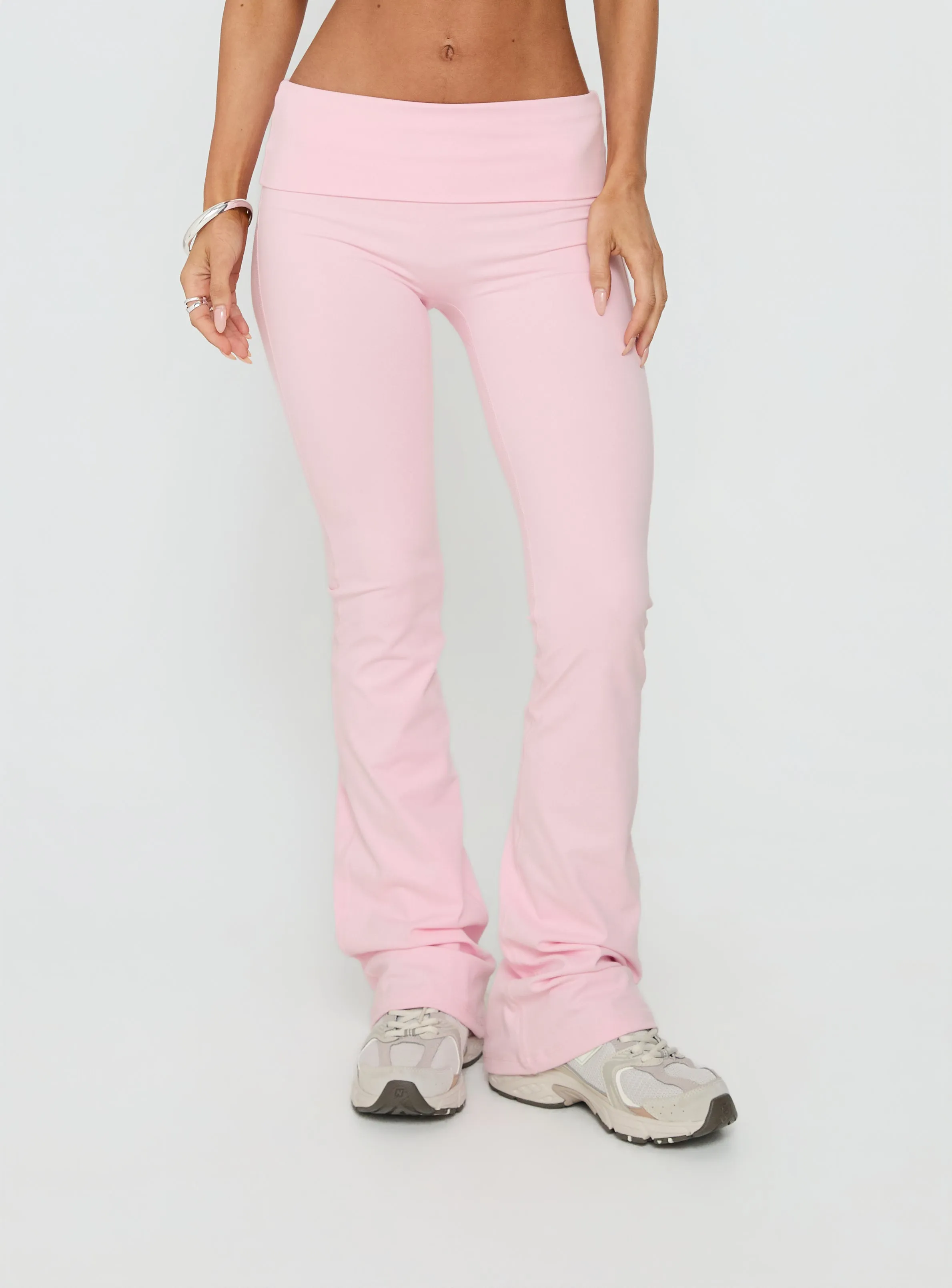 Pace Setter Active Foldover Waist Flared Leggings Pink sold by Princess Polly product image thumbnail 2