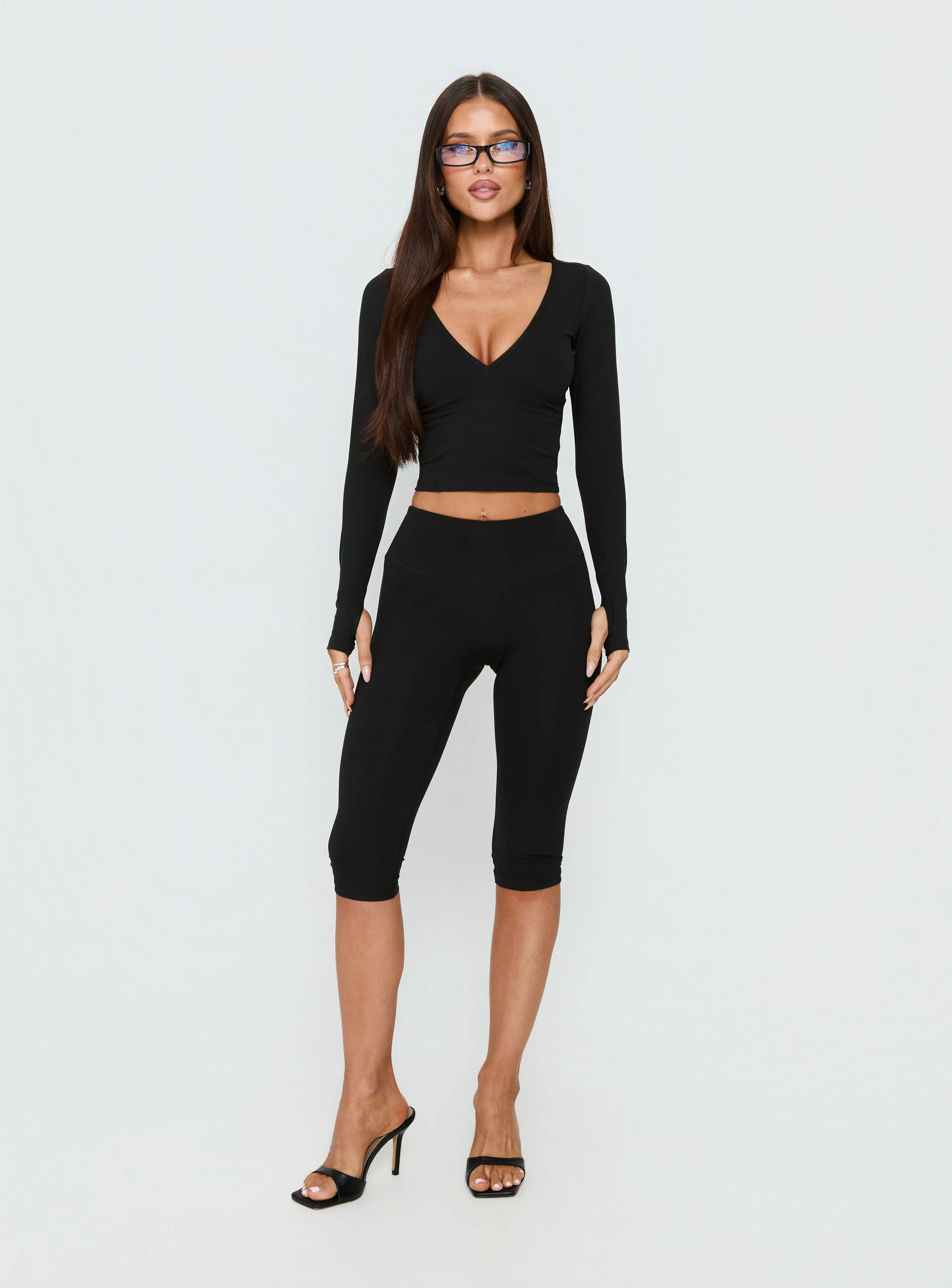 New Horizons Long Sleeve V Neck Top Black sold by Princess Polly product image thumbnail 3