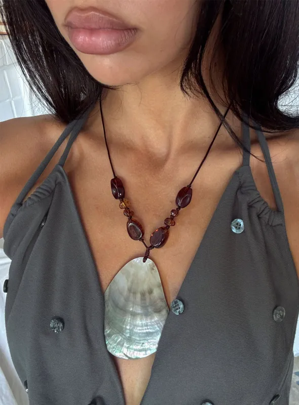 Caught Up Shell Pendant Necklace Multi made by Princess Polly