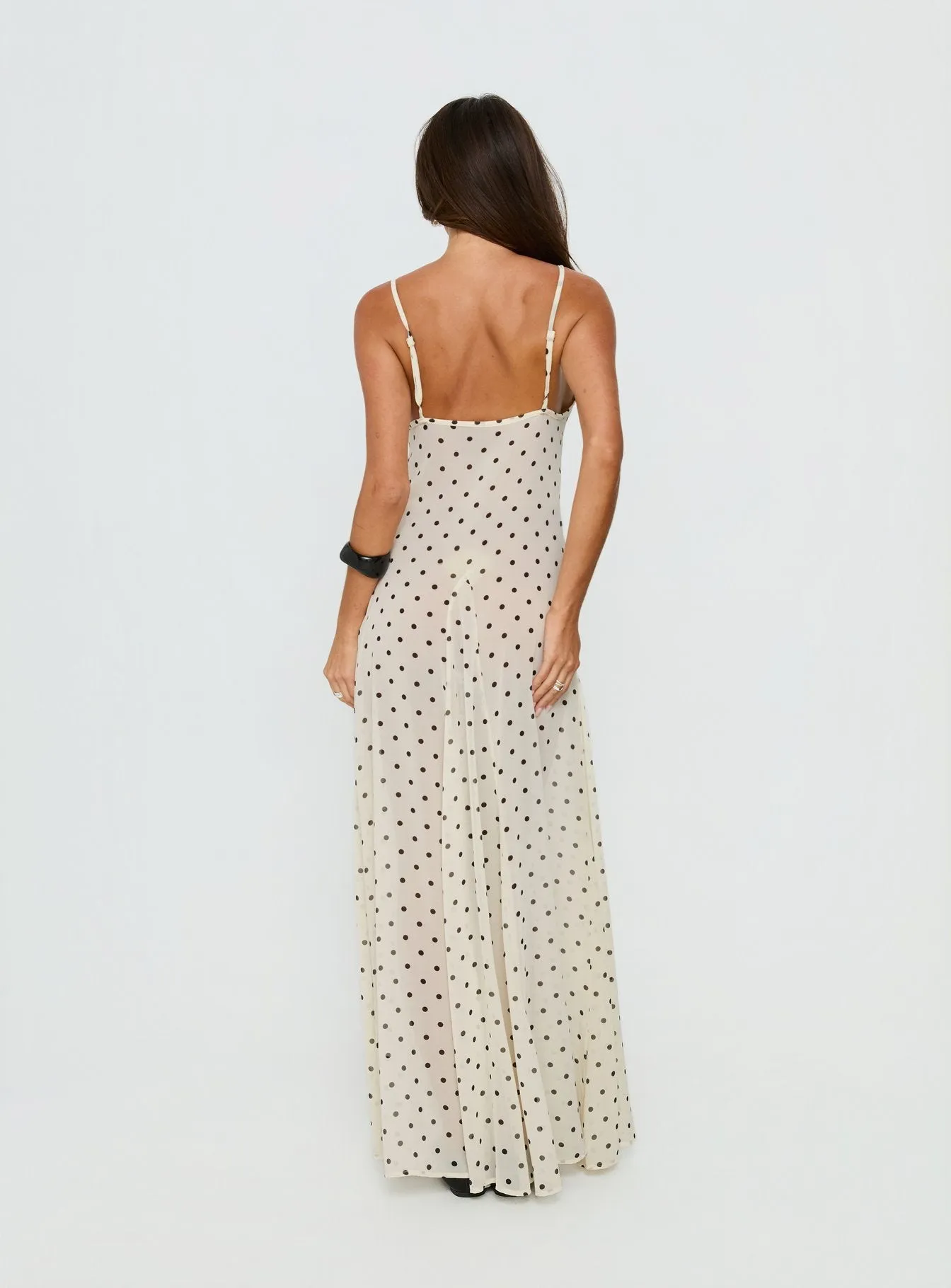 Loulah Sheer Chiffon Maxi Dress Cream Polka Dot sold by Princess Polly product image thumbnail 5
