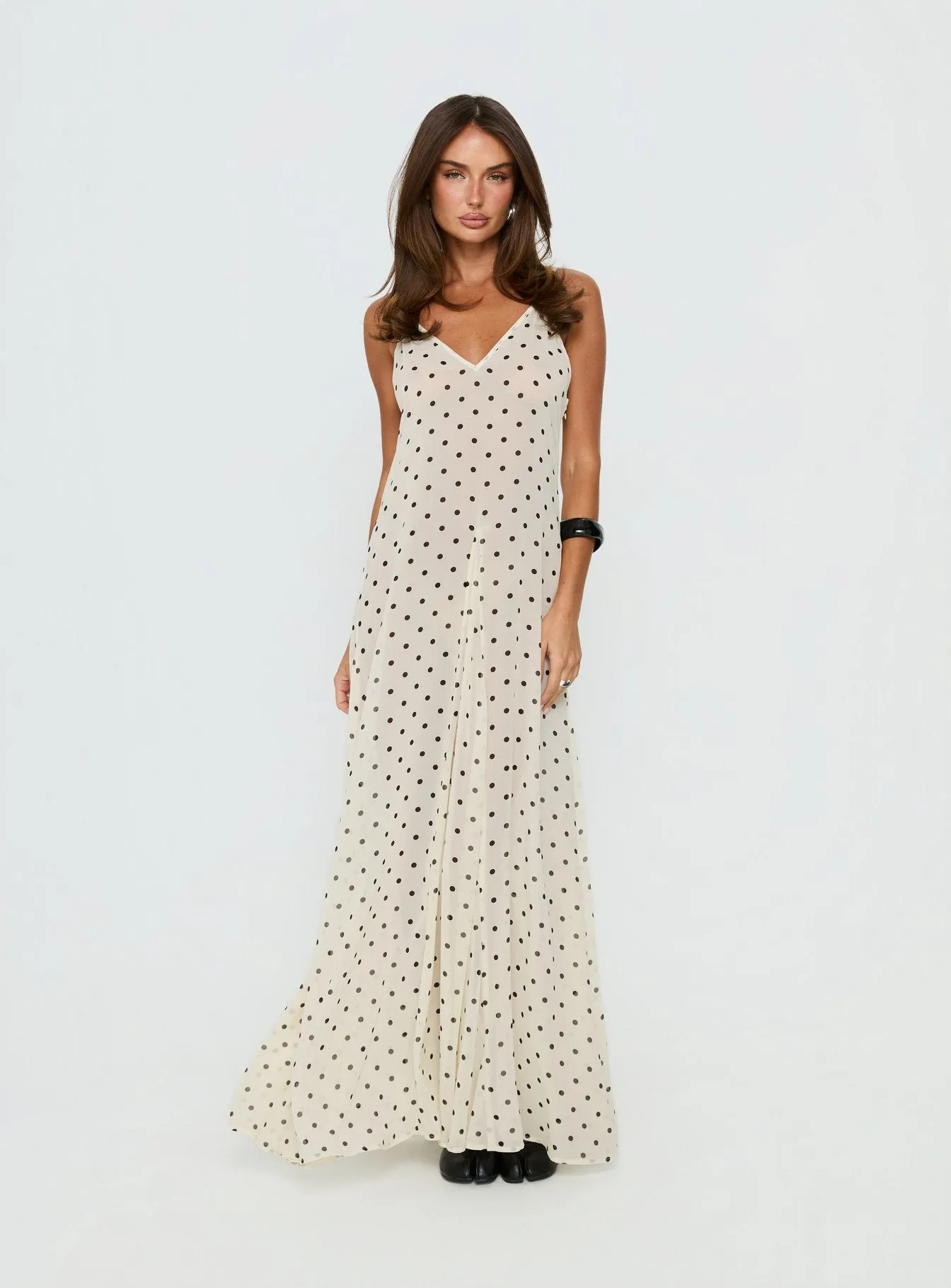 Loulah Sheer Chiffon Maxi Dress Cream Polka Dot sold by Princess Polly product image thumbnail 2