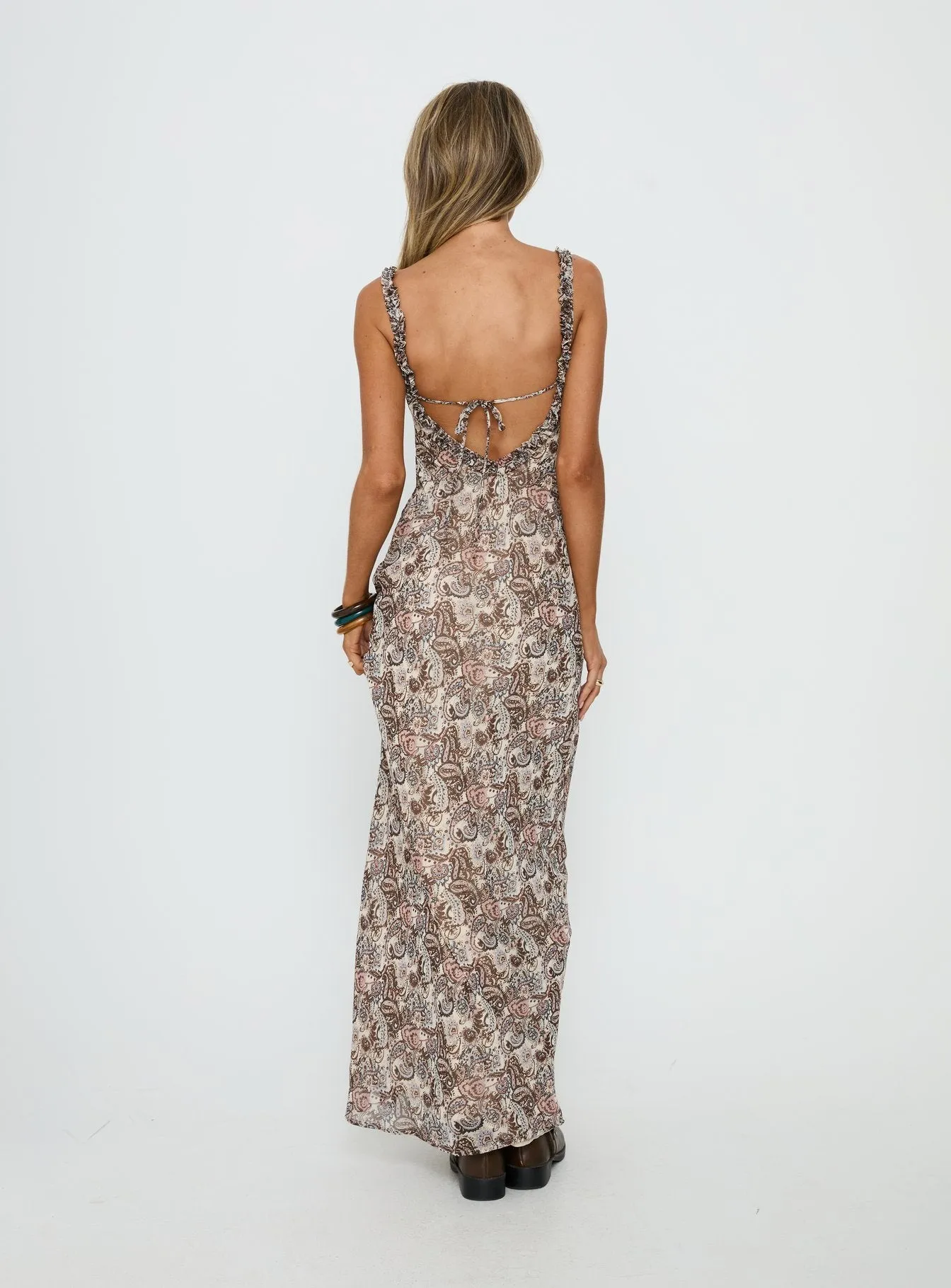 Baley Bias Cut Frill Maxi Dress Paisley sold by Princess Polly product image thumbnail 4