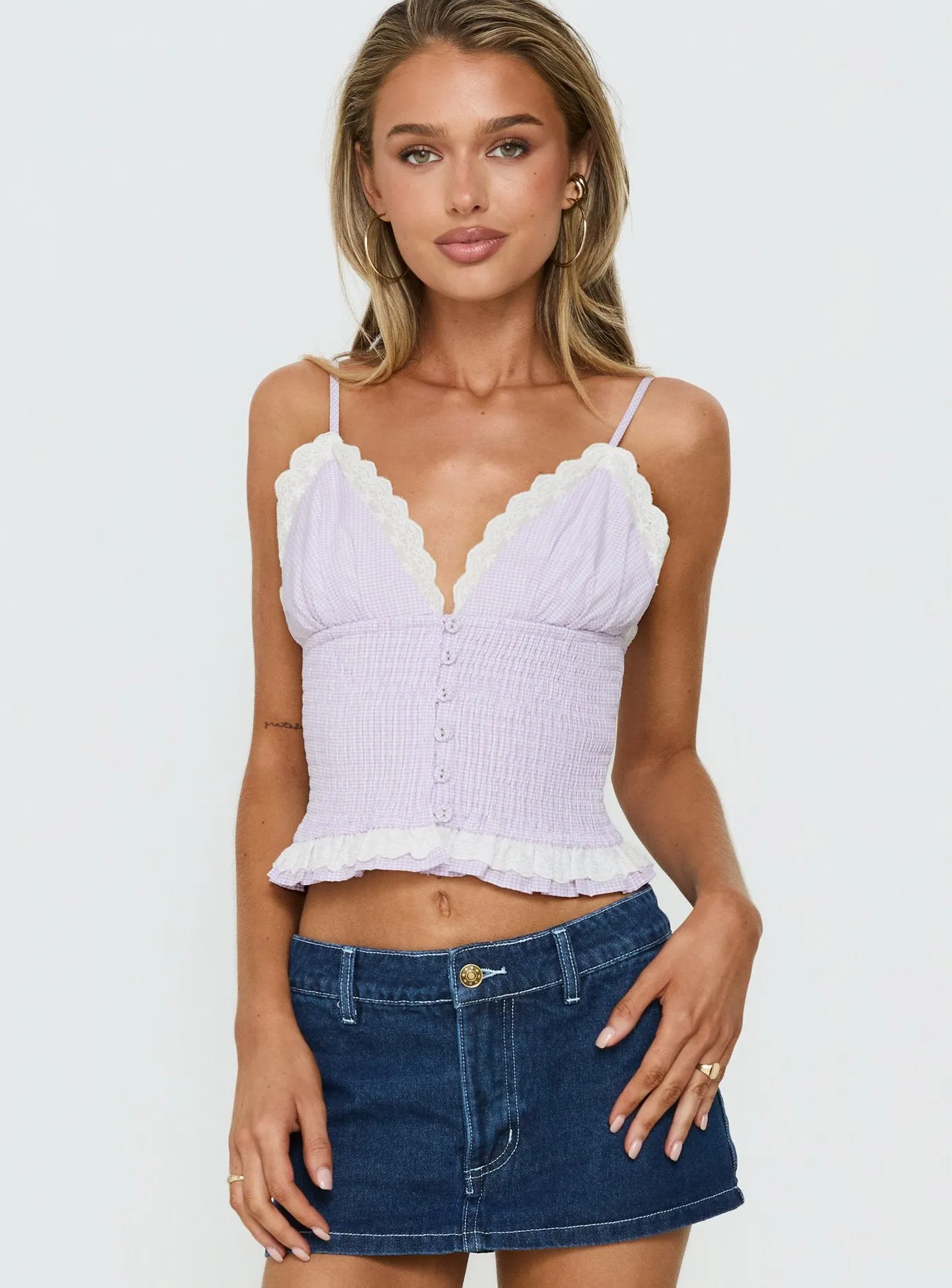 Marigolds Frill Detail Cami Top Purple sold by Princess Polly product image thumbnail 2