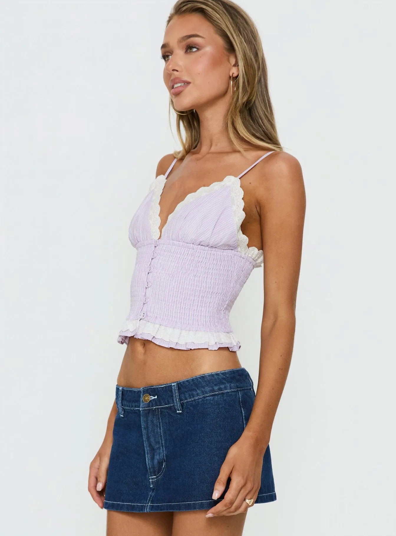 Marigolds Frill Detail Cami Top Purple sold by Princess Polly product image thumbnail 4