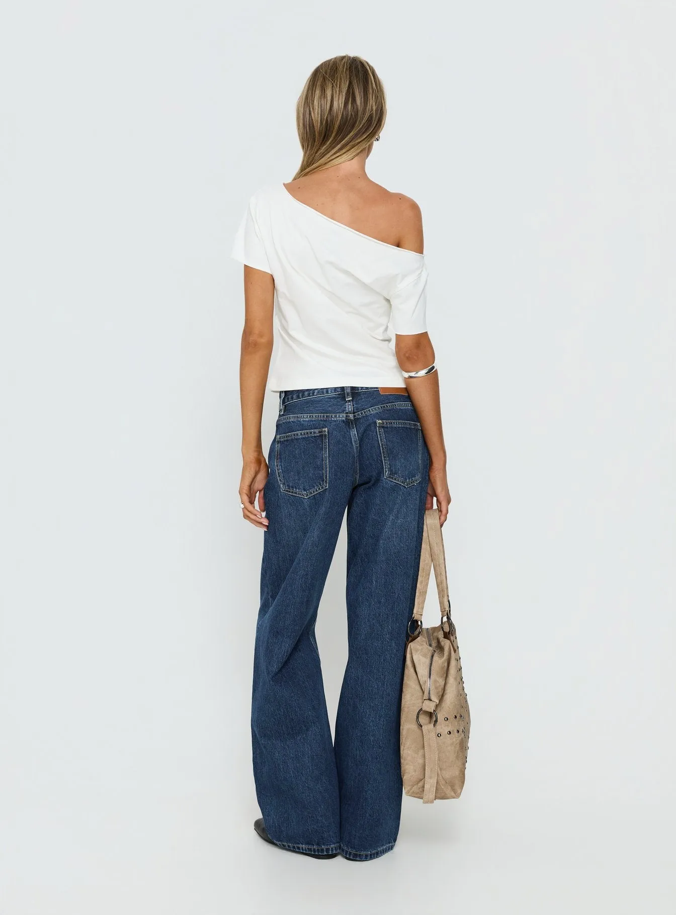 Serenitia Mid Rise Straight Leg Relaxed Jeans Dark Blue Wash sold by Princess Polly product image thumbnail 5