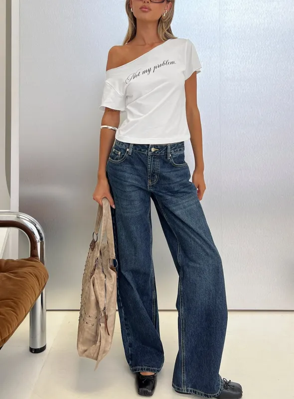 Serenitia Mid Rise Straight Leg Relaxed Jeans Dark Blue Wash made by Princess Polly