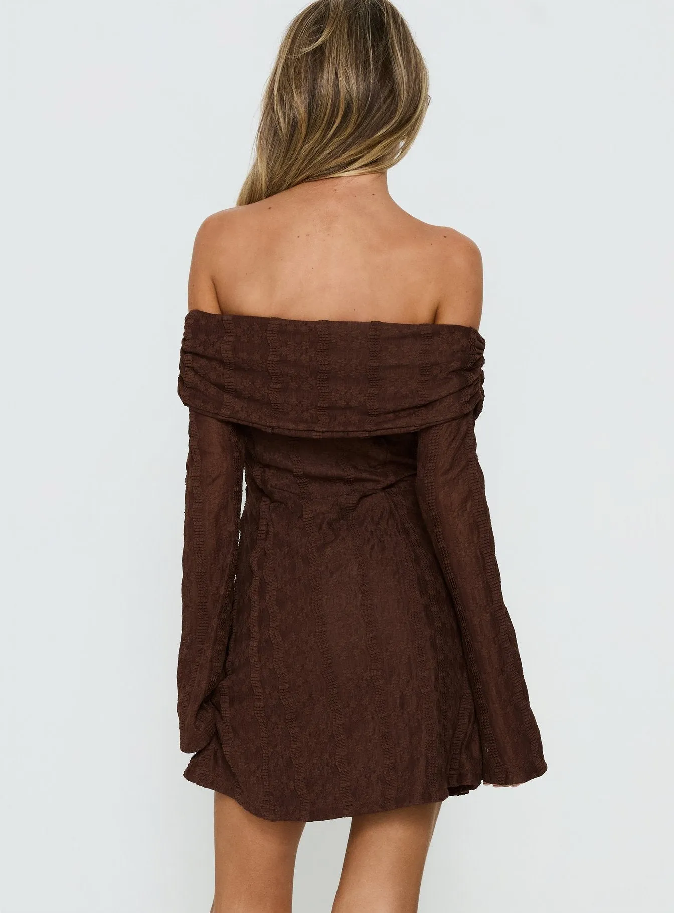 Colettie Long Sleeve Mini Dress Chocolate sold by Princess Polly product image thumbnail 4