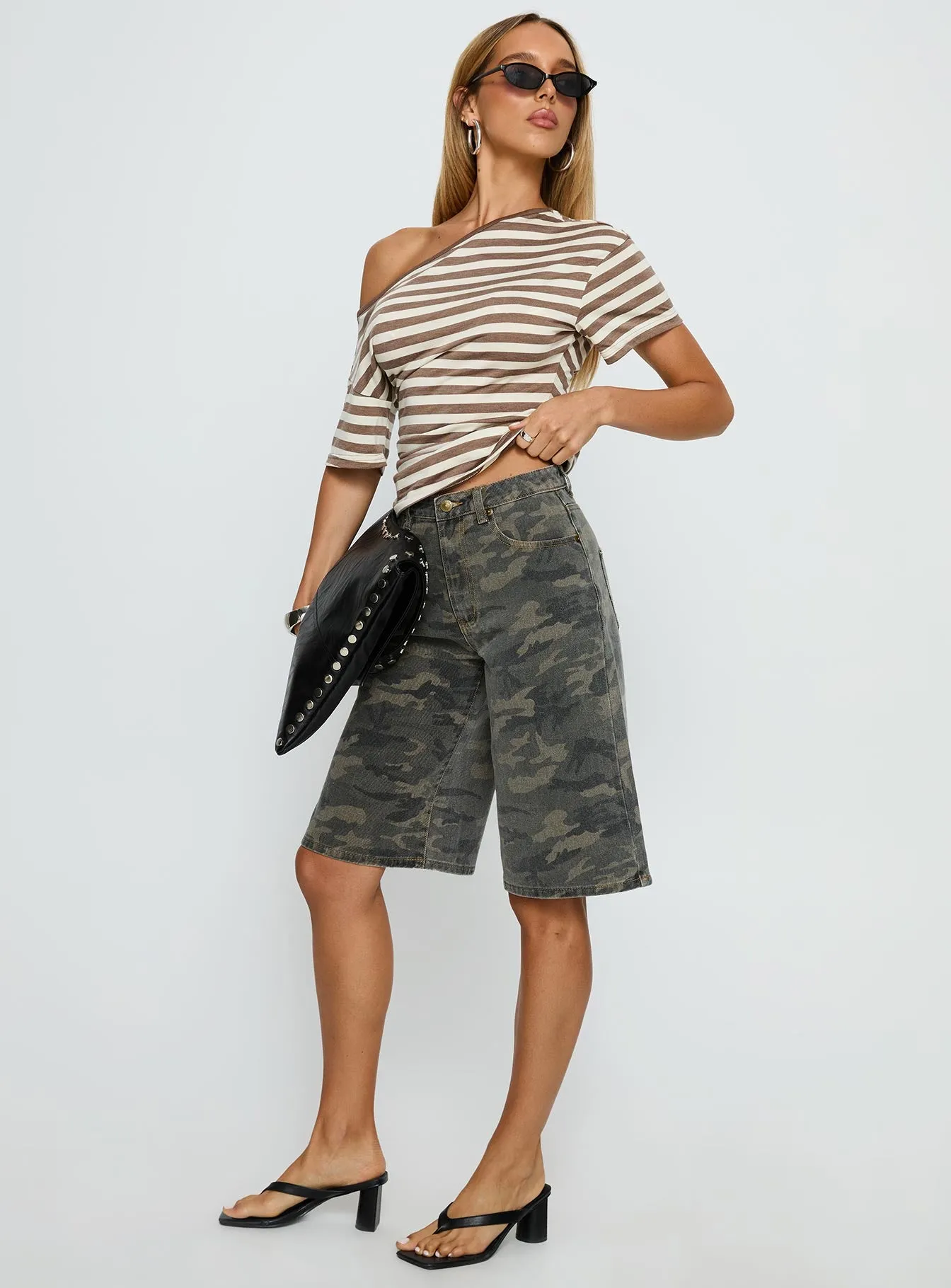 Tag Longline Denim Jorts Washed Camo sold by Princess Polly product image thumbnail 4