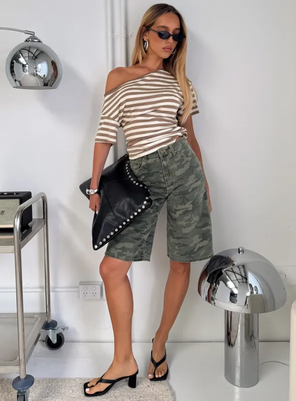 Tag Longline Denim Jorts Washed Camo made by Princess Polly