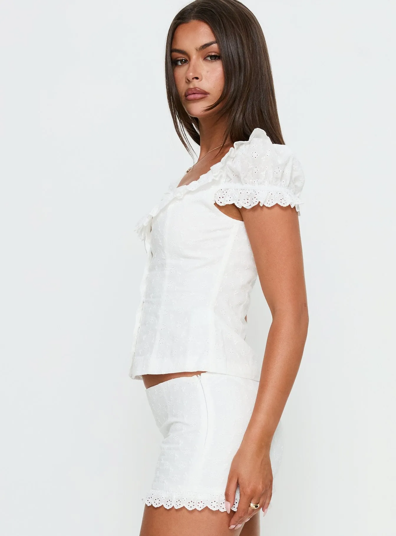Caily Frill Short Sleeve Top White sold by Princess Polly product image thumbnail 4