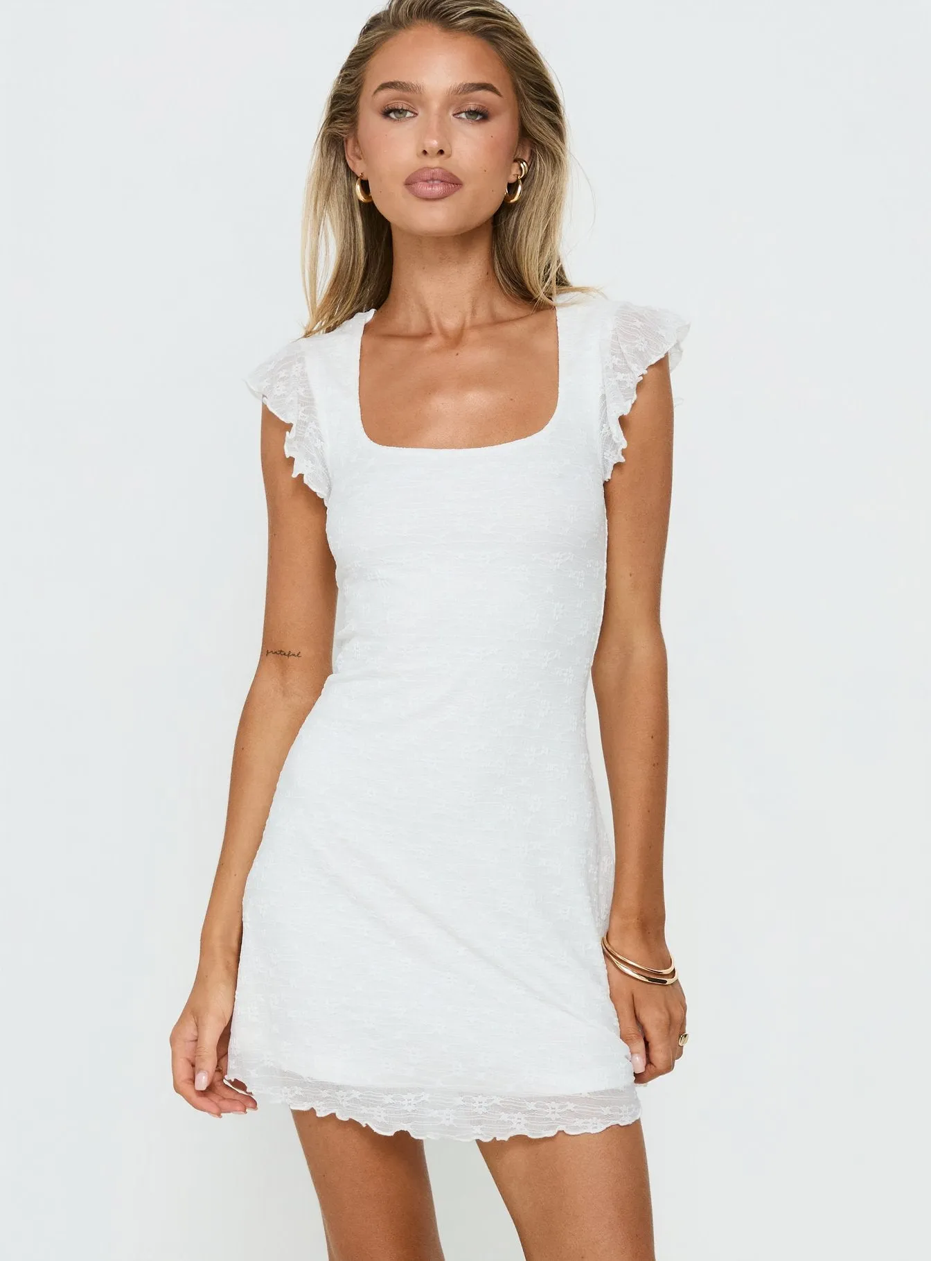 Auroraah Frill Mini Dress White sold by Princess Polly product image thumbnail 2