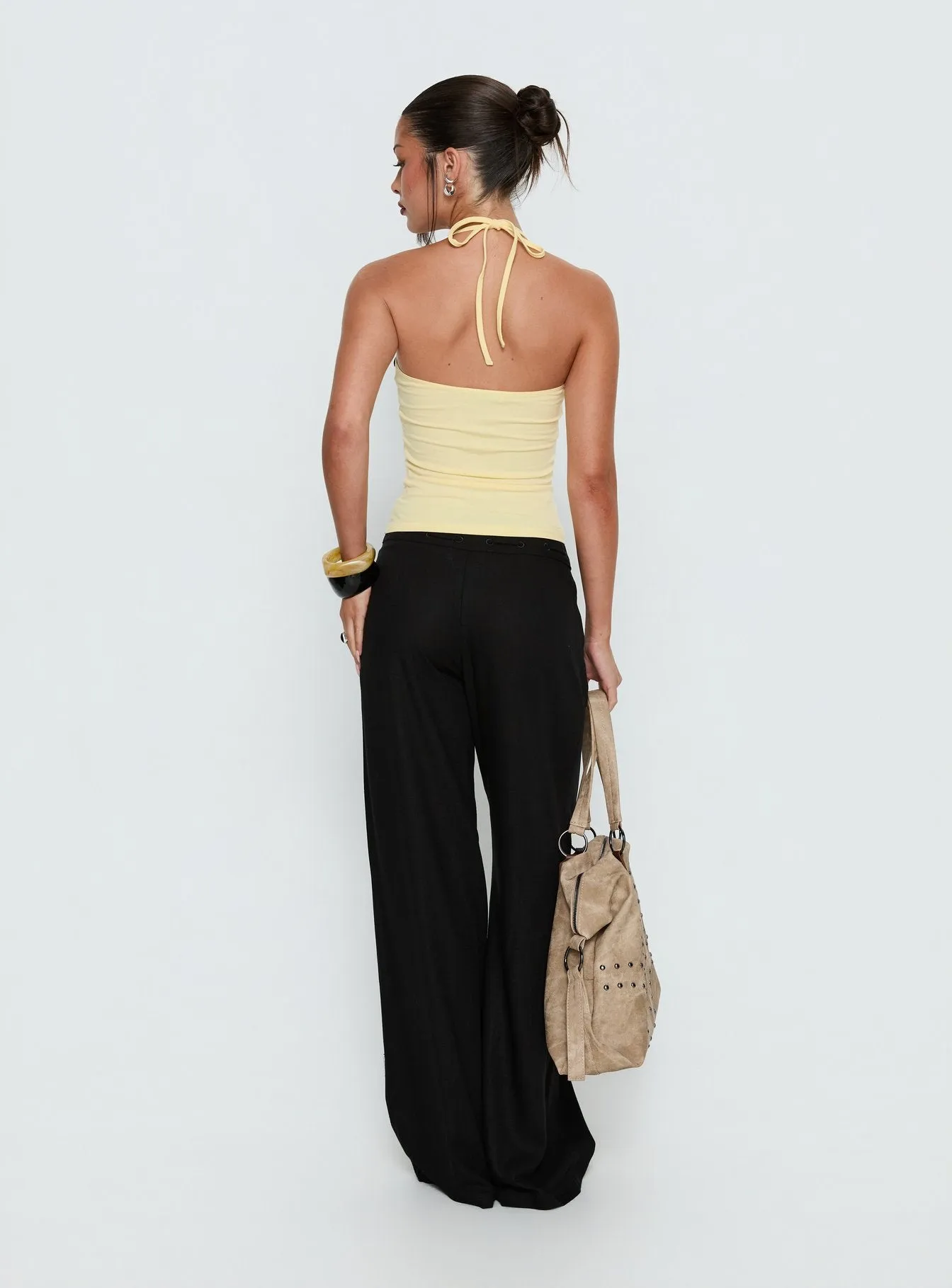 Peroma Linen Straight Leg Pants Black sold by Princess Polly product image thumbnail 5