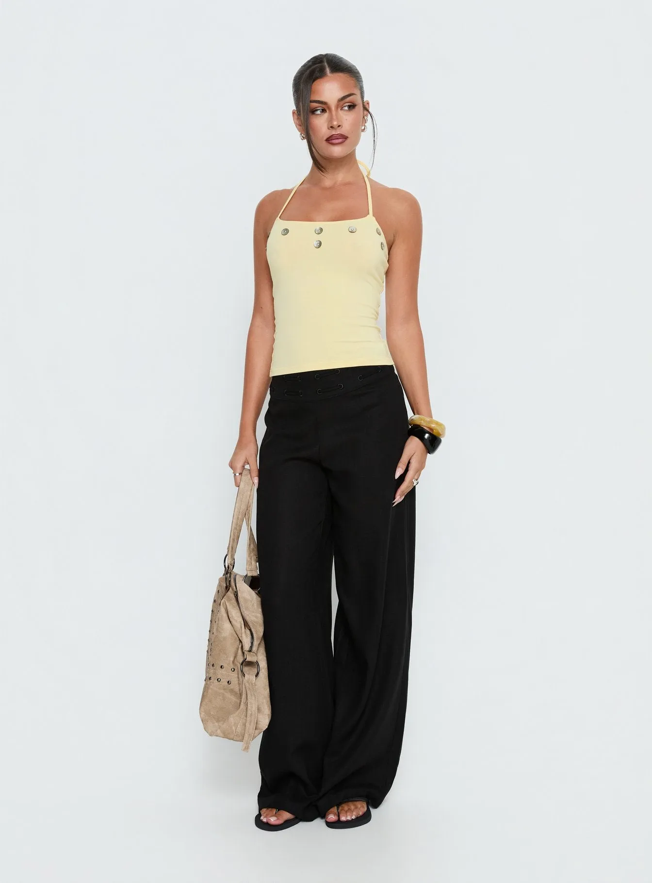 Peroma Linen Straight Leg Pants Black sold by Princess Polly product image thumbnail 3
