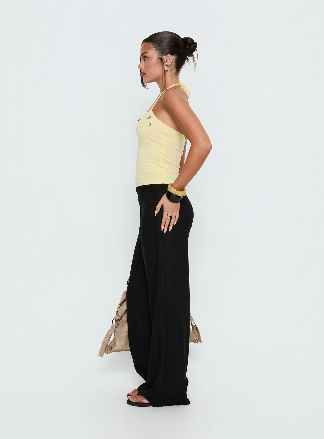 Peroma Linen Straight Leg Pants Black sold by Princess Polly product image thumbnail 4