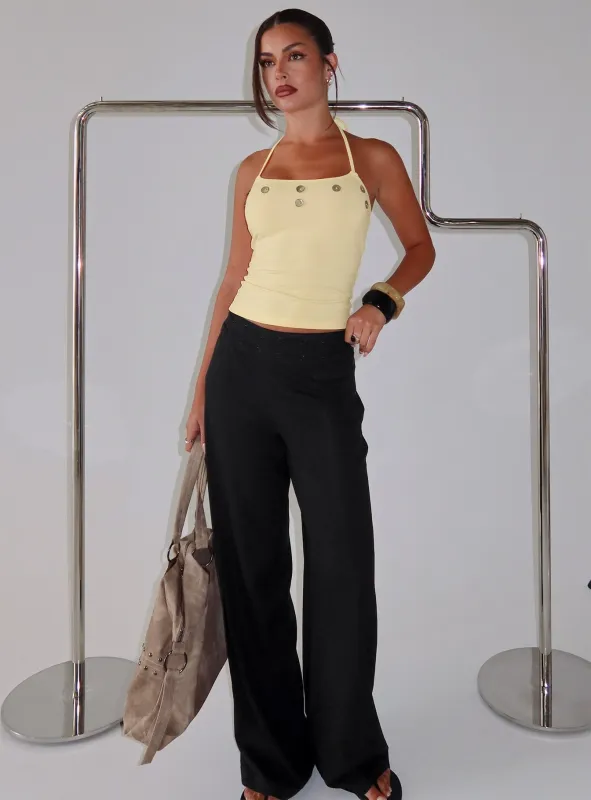 Peroma Linen Straight Leg Pants Black made by Princess Polly