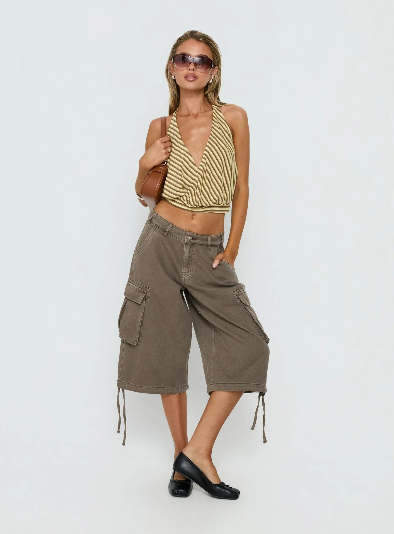 Priella Plunge Halter Top Yellow Stripe sold by Princess Polly product image thumbnail 3