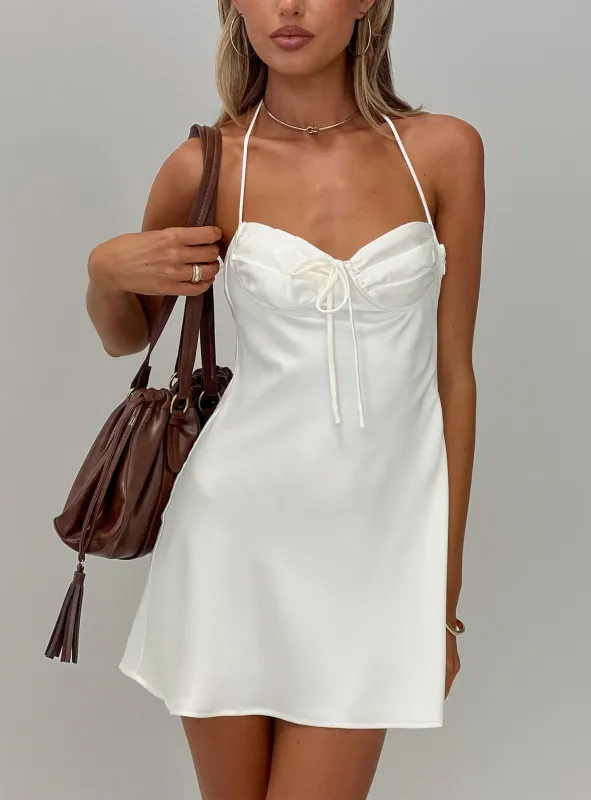 Avabelle Halter Mini Dress Champagne made by Princess Polly