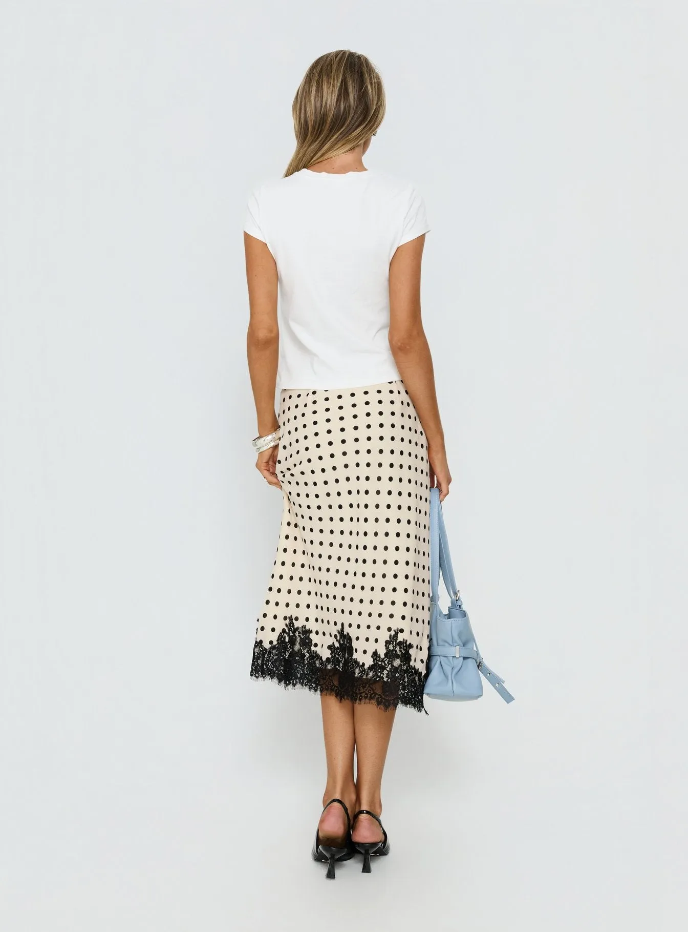 Downtown Scene Lace Trim Maxi Skirt Cream Polka sold by Princess Polly product image thumbnail 5
