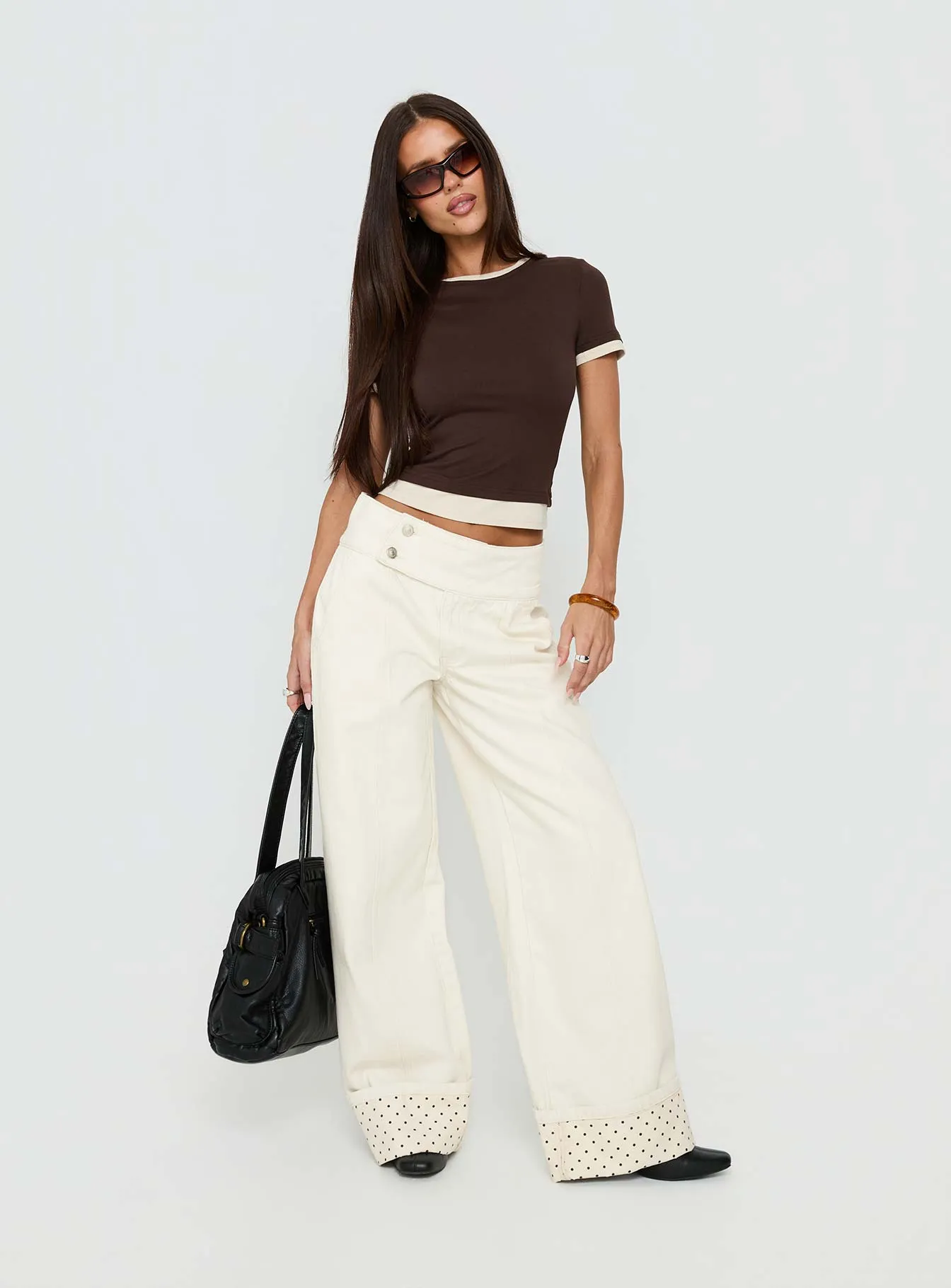 Lights Low Contrast Trim Top Chocolate / Beige sold by Princess Polly product image thumbnail 3