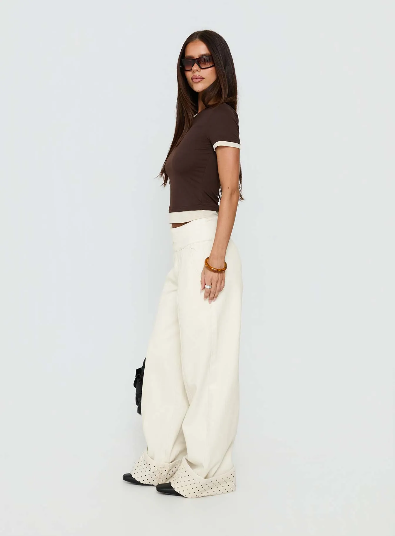 Lights Low Contrast Trim Top Chocolate / Beige sold by Princess Polly product image thumbnail 4