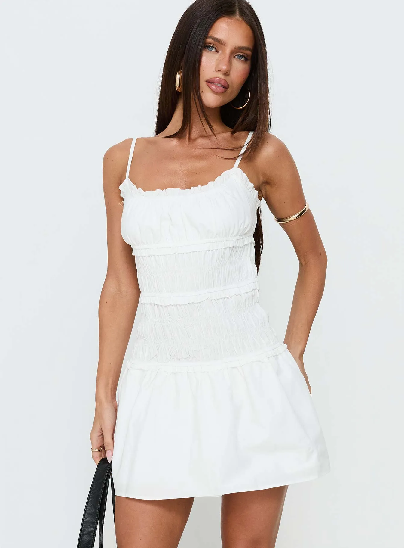 Heaven Estate Shirred Mini Dress White sold by Princess Polly product image thumbnail 2