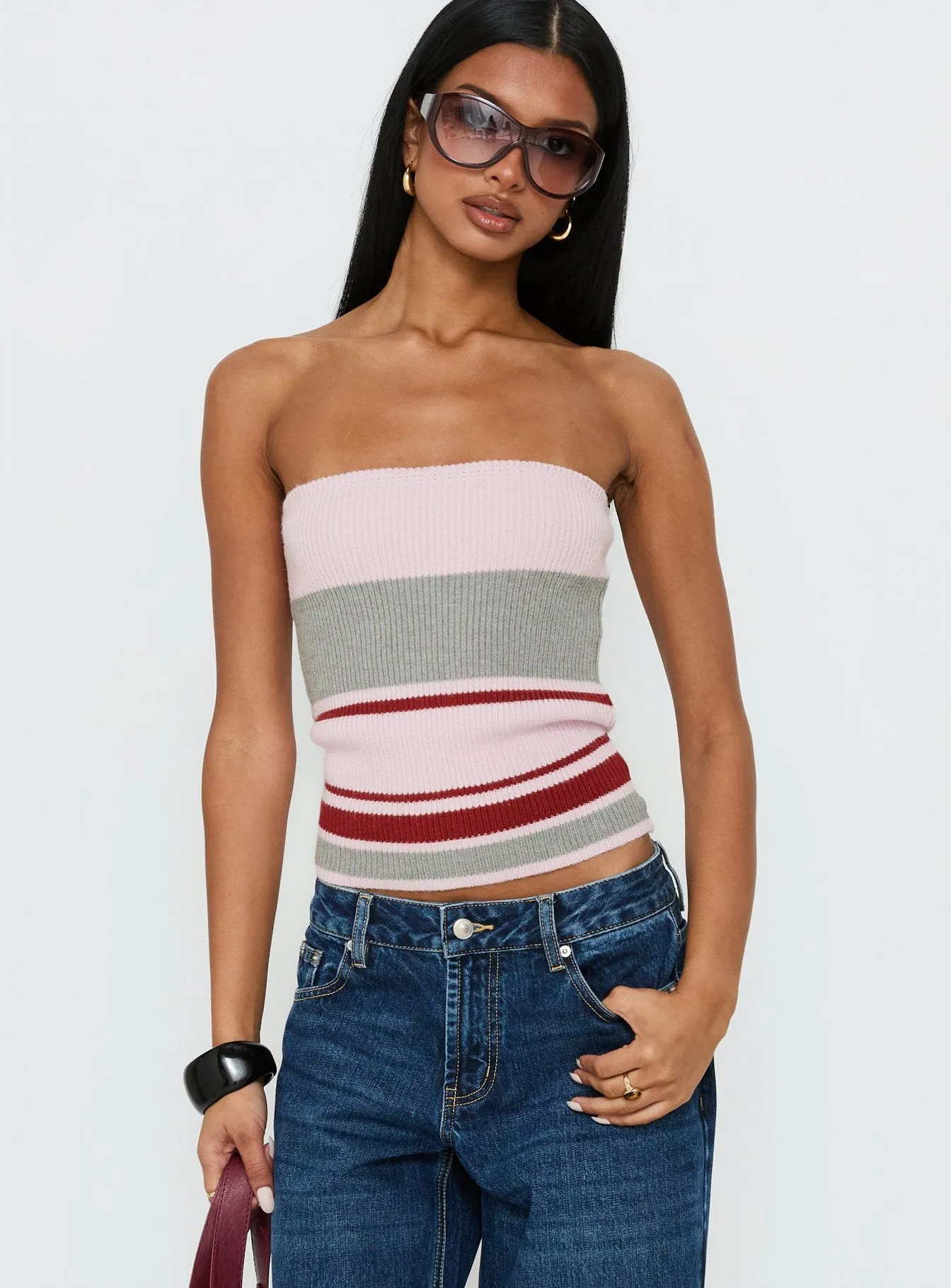 In The Mirror Strapless Top Pink Stripe sold by Princess Polly product image thumbnail 2
