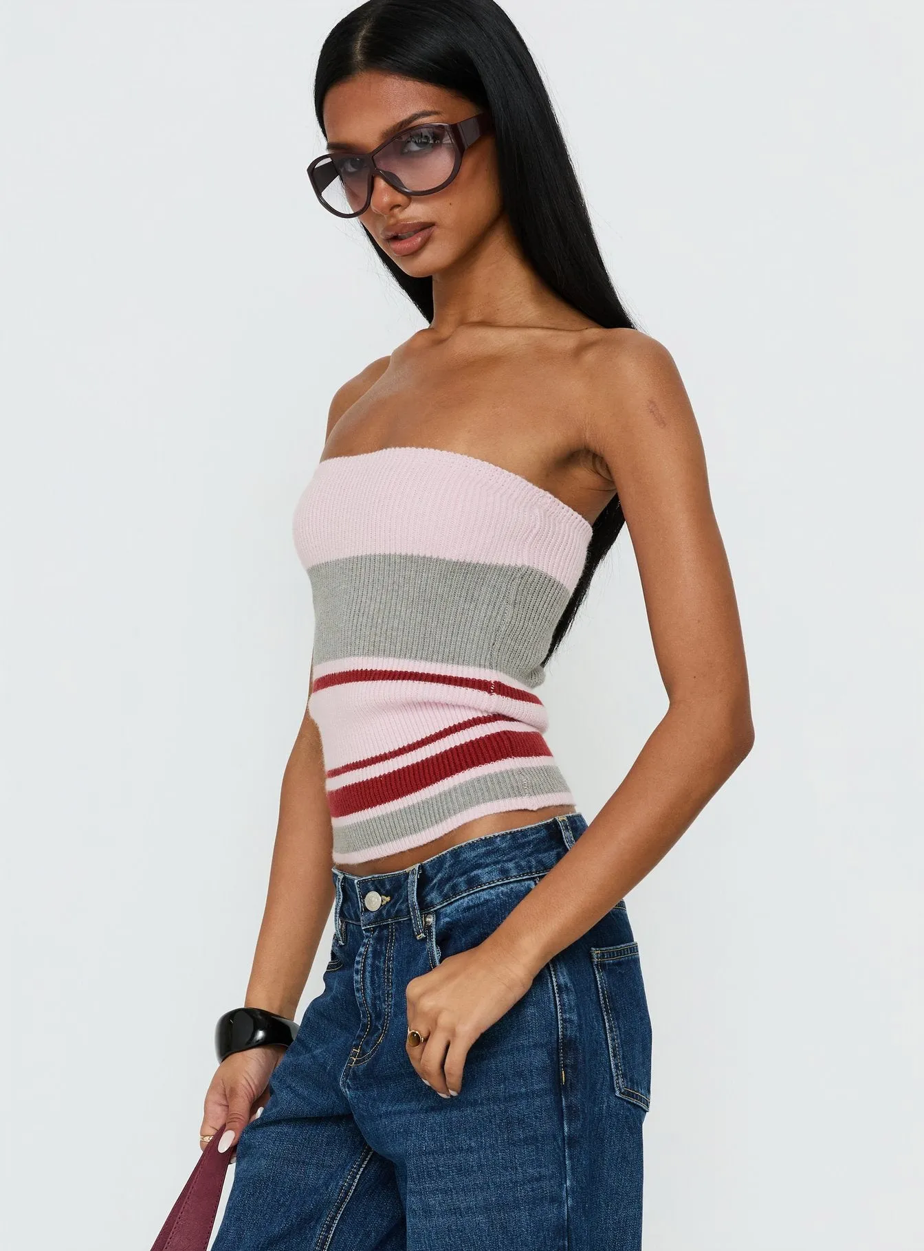 In The Mirror Strapless Top Pink Stripe sold by Princess Polly product image thumbnail 4