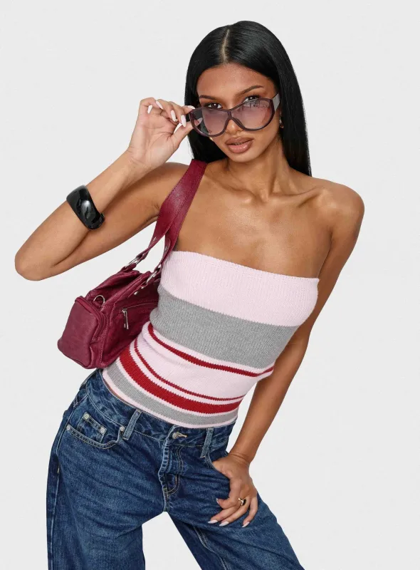 In The Mirror Strapless Top Pink Stripe made by Princess Polly