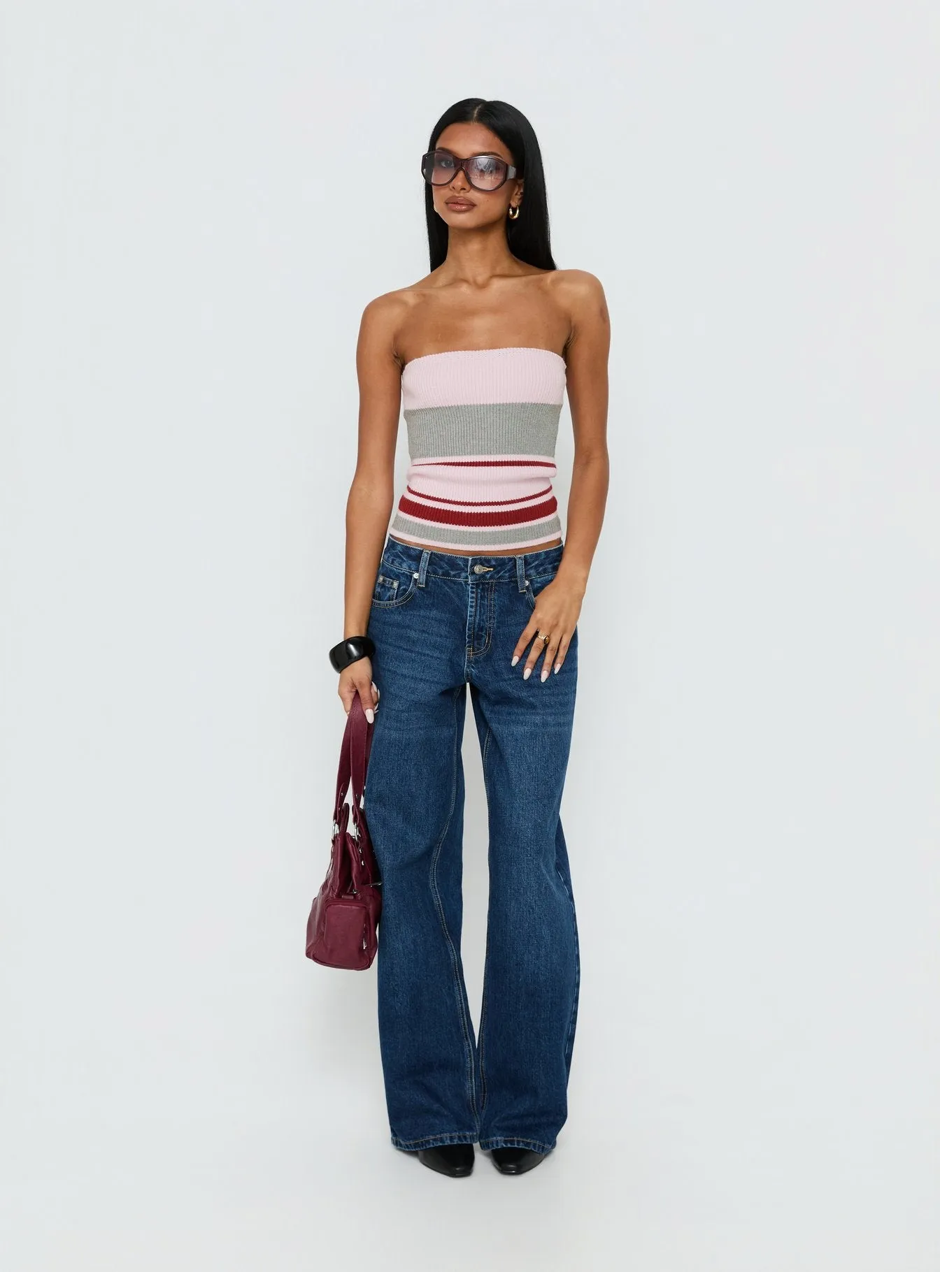 In The Mirror Strapless Top Pink Stripe sold by Princess Polly product image thumbnail 3