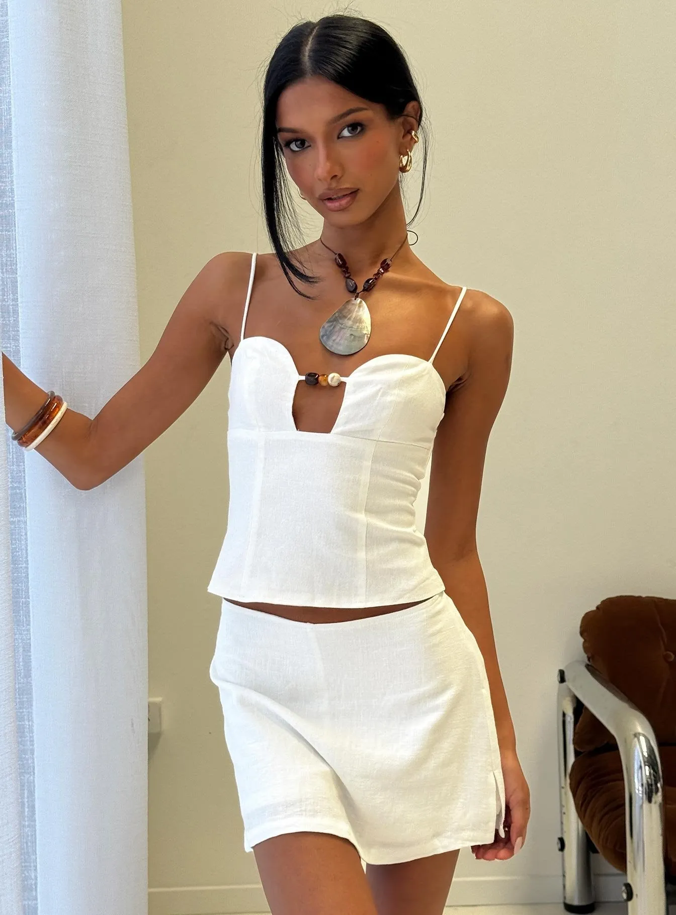 Karessa Beaded Top White sold by Princess Polly