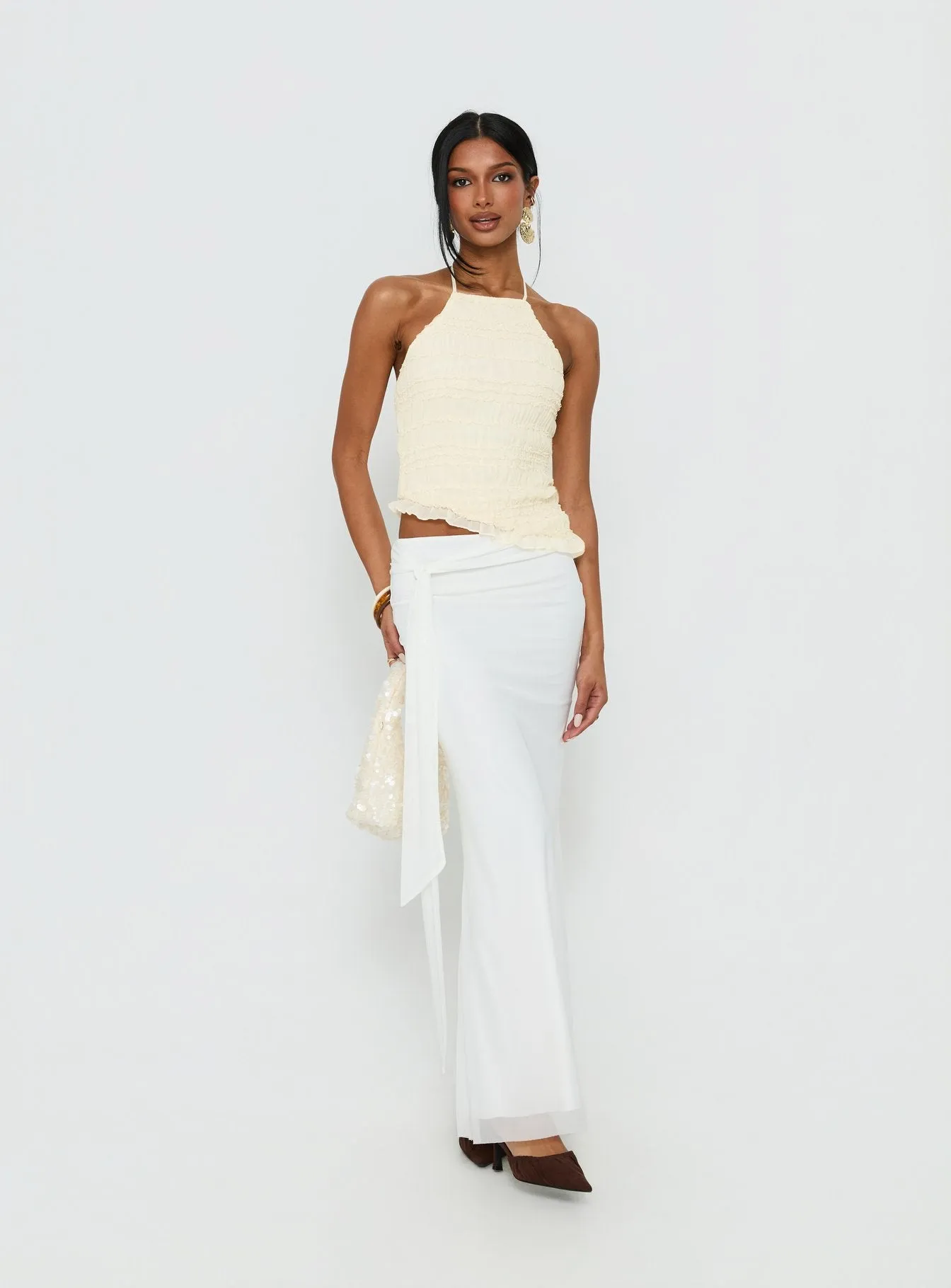 Caviar Tie Maxi Skirt White sold by Princess Polly product image thumbnail 2
