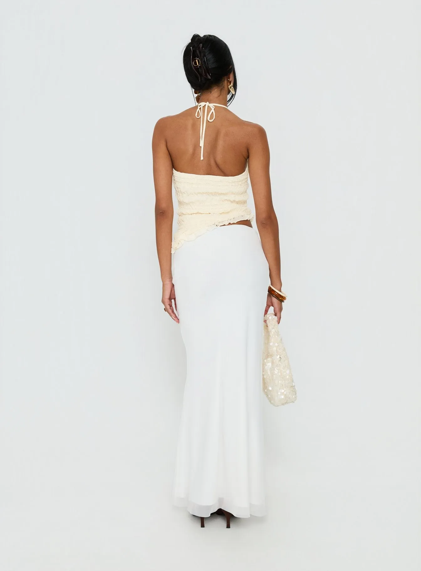 Caviar Tie Maxi Skirt White sold by Princess Polly product image thumbnail 4