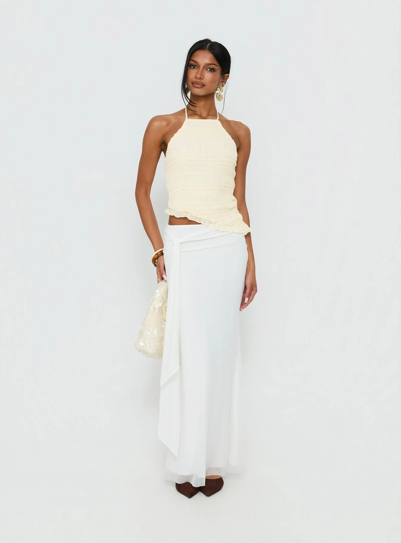 Caviar Tie Maxi Skirt White sold by Princess Polly product image thumbnail 3
