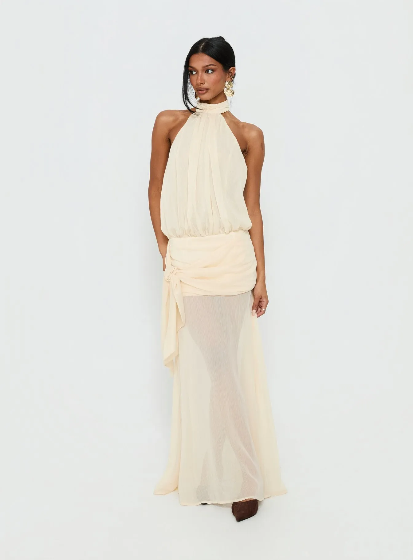 Faythe High Neck Maxi Dress Butter sold by Princess Polly product image thumbnail 2