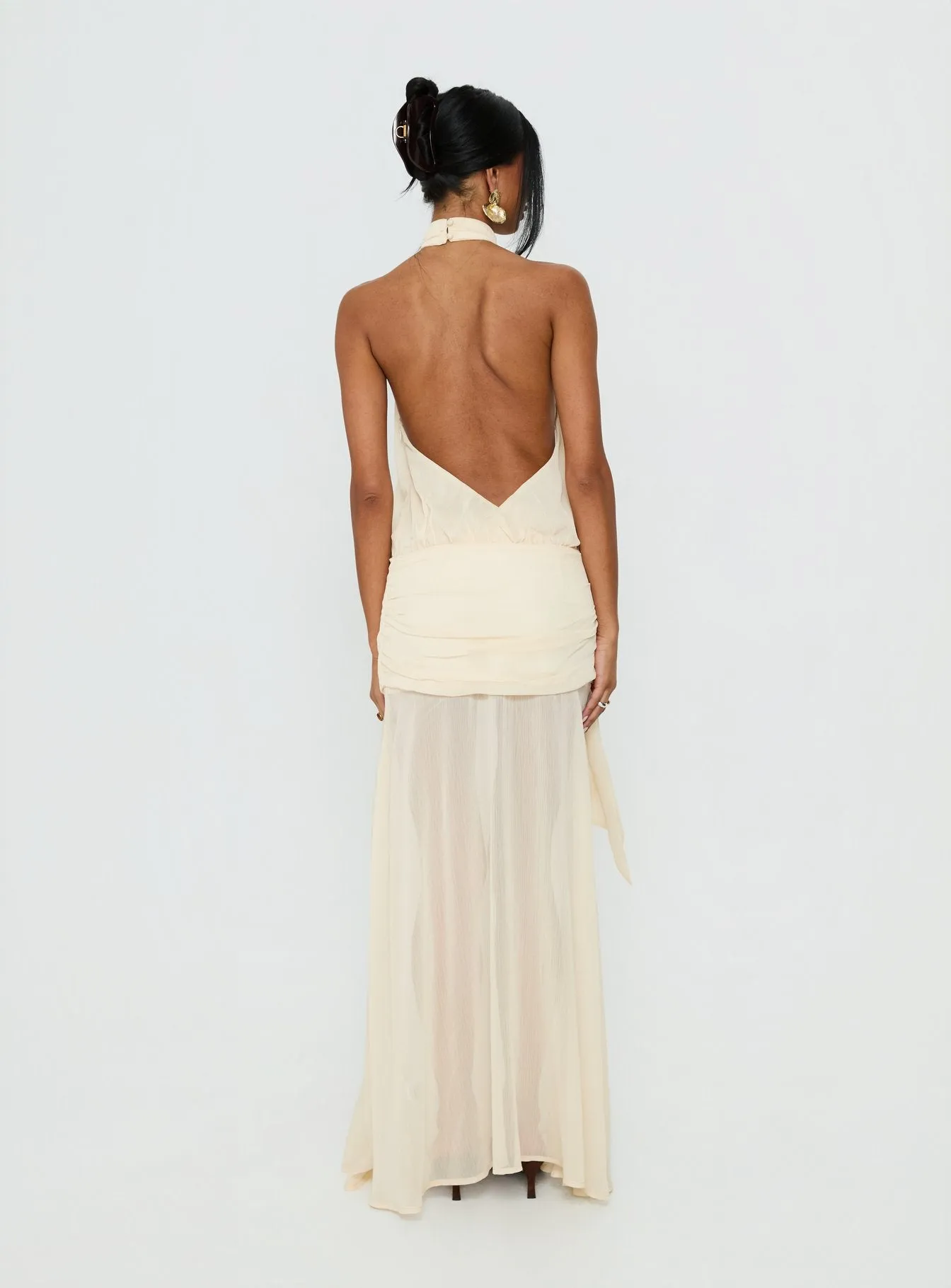 Faythe High Neck Maxi Dress Butter sold by Princess Polly product image thumbnail 5