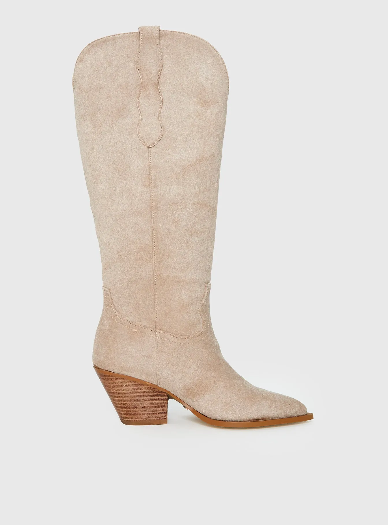 Billini Ardie Faux Suede Tassel Cowboy Boots Light Beige sold by Princess Polly product image thumbnail 5