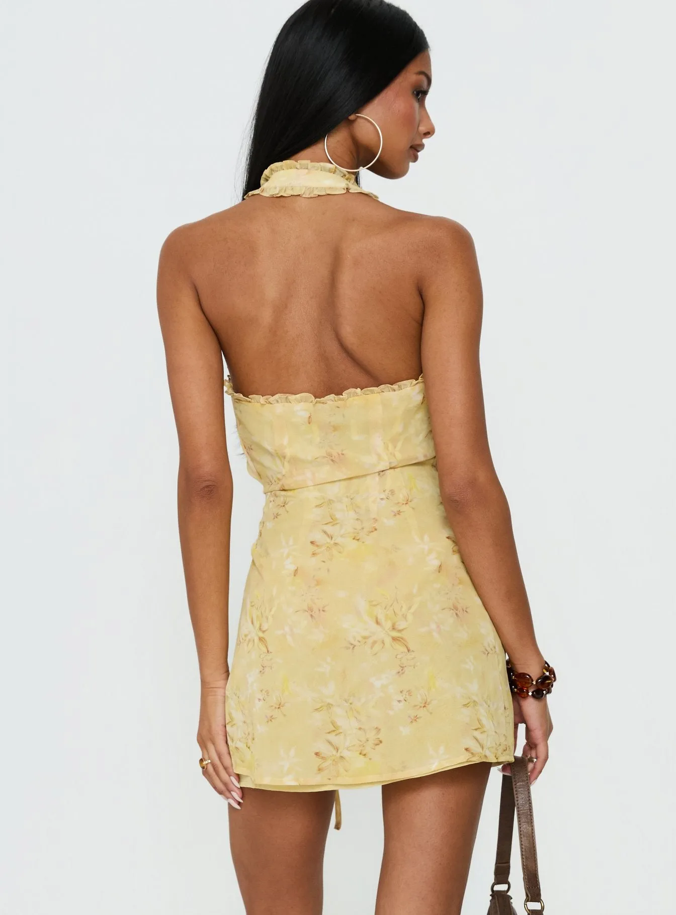 Taija Wrap Mini Dress Yellow Floral sold by Princess Polly product image thumbnail 5