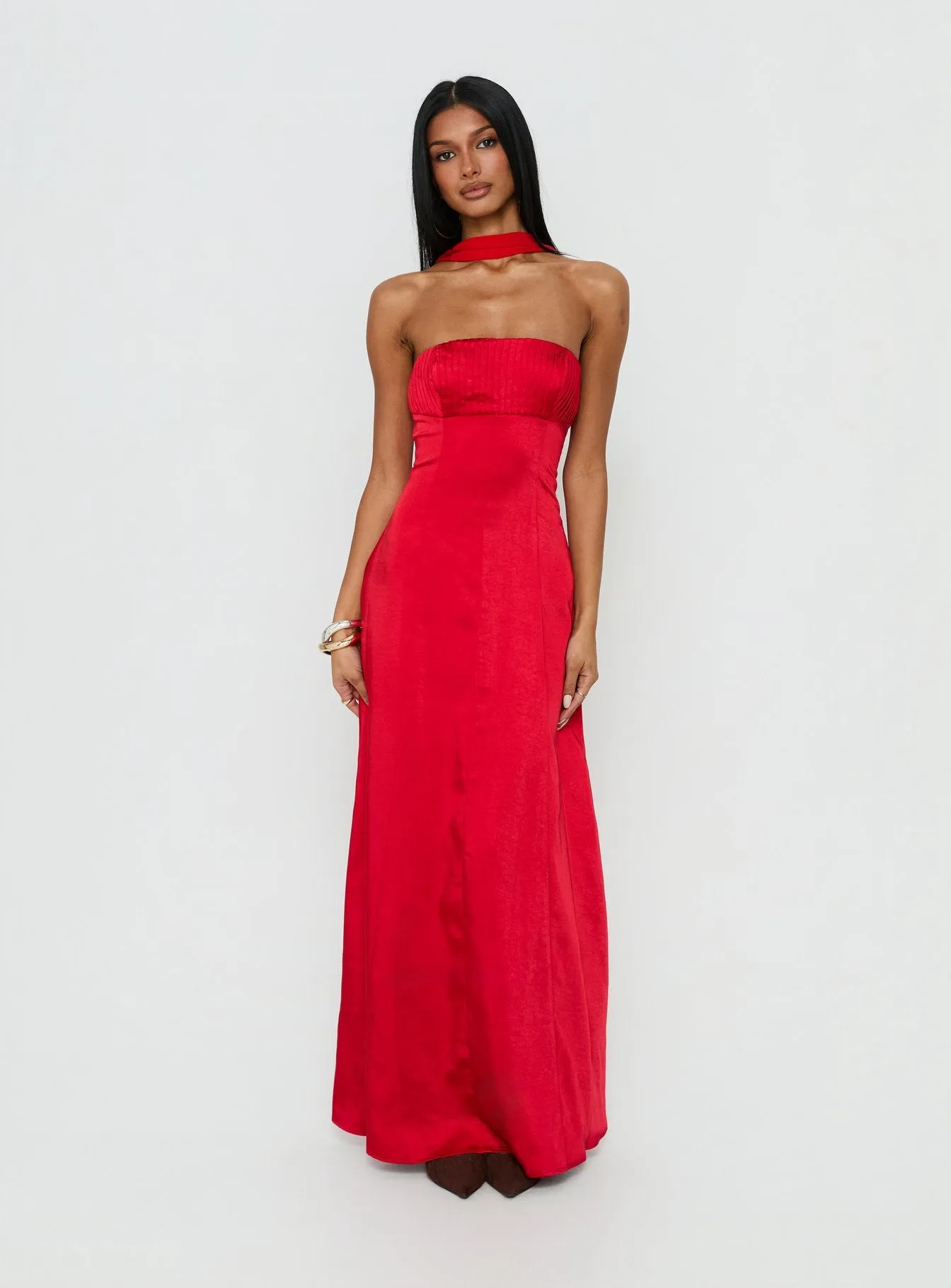 Masterpiece Strapless Maxi Dress Red sold by Princess Polly