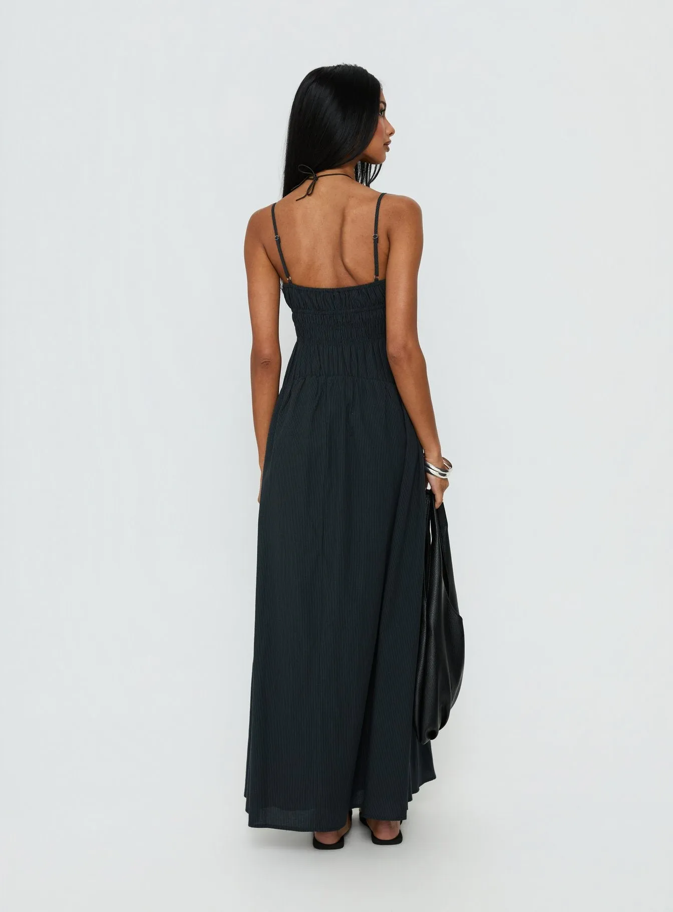 Magnolie Shirred Maxi Dress Charcoal sold by Princess Polly product image thumbnail 4