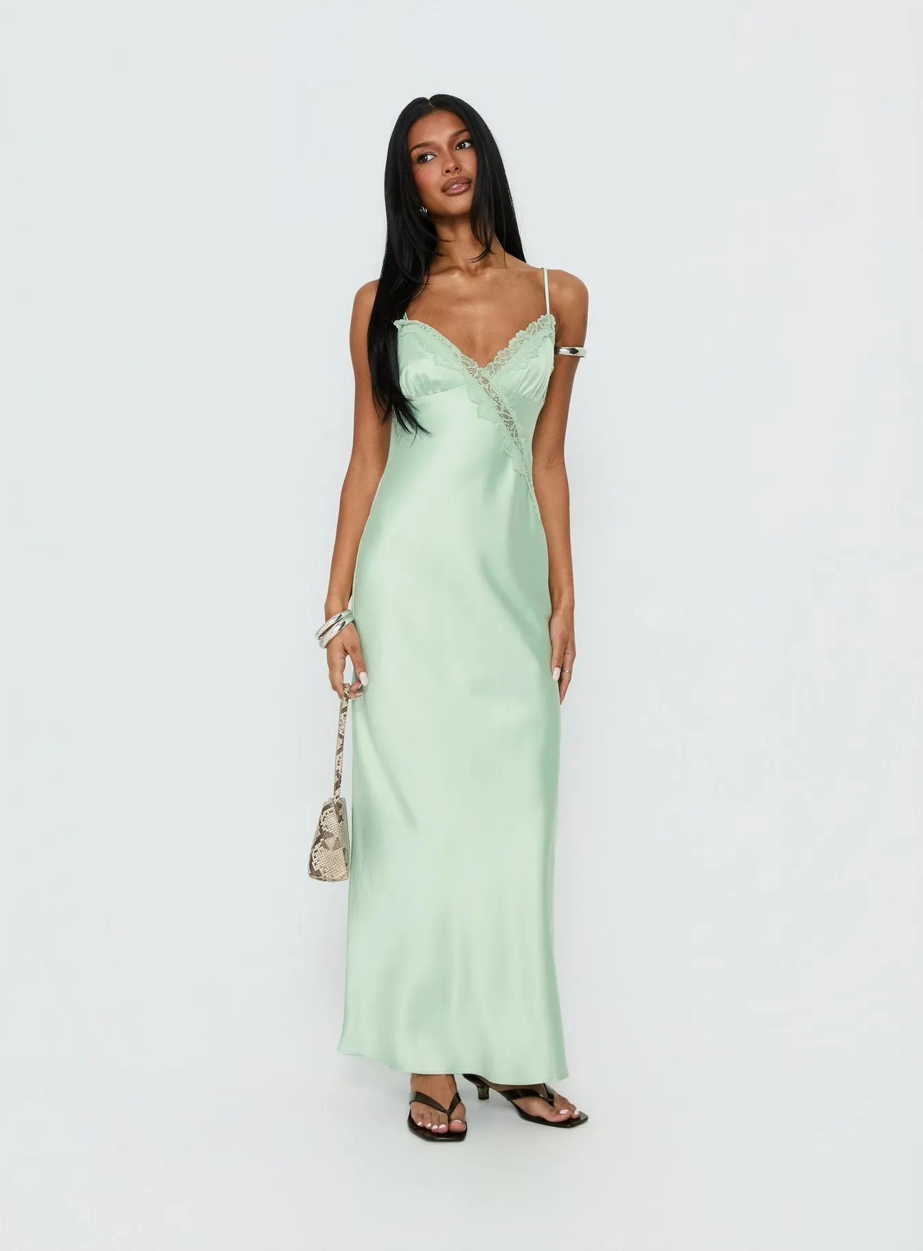 Madelene Lace V Neck Maxi Dress Jelly Mint sold by Princess Polly product image thumbnail 2
