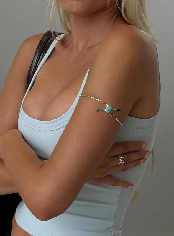 Sascia Arm Cuff Silver / Turquoise made by Princess Polly